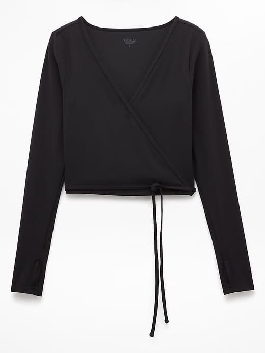Athleta Transcend Wrap Crop Top - Black (Black)