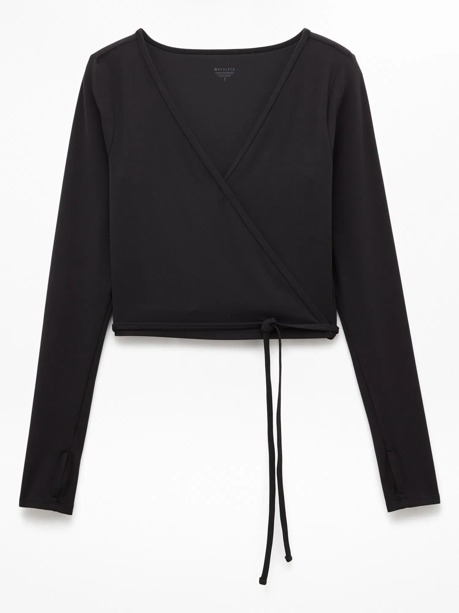 Athleta Transcend Wrap Crop Top - Black (Black)