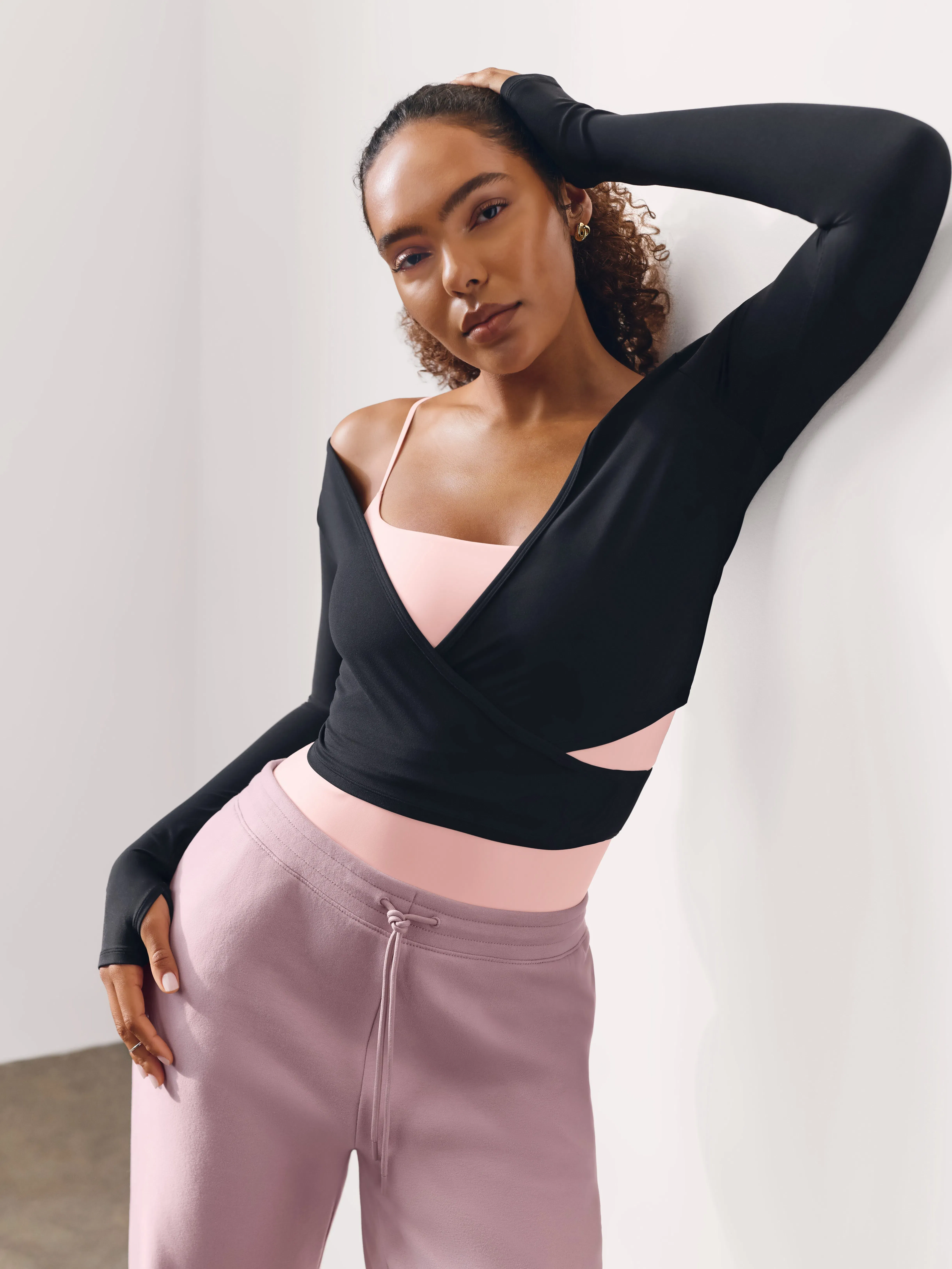 Athleta Transcend Wrap Crop Top - Black (Black)