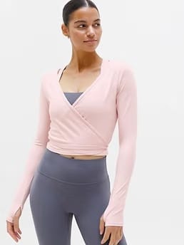 Athleta Transcend Wrap Crop Top - Pink (Pink Sand)