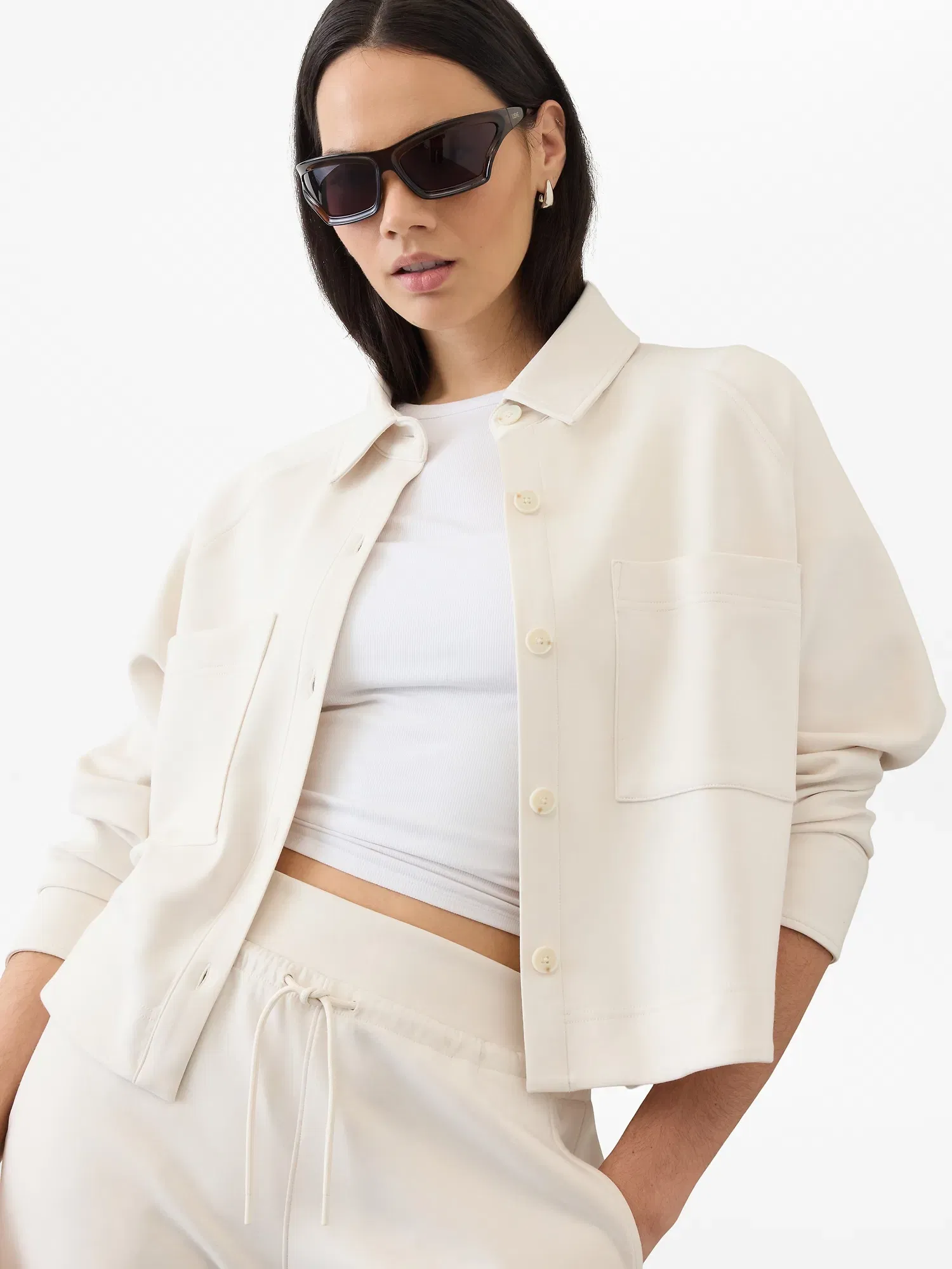 Athleta Allure Shirt Jacket - Beige (Bone)