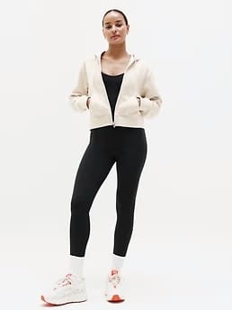 Athleta Forever Fleece Full Zip Sweatshirt - Beige (Bone)