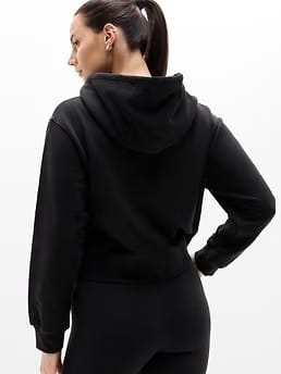 Athleta Forever Fleece Full Zip Sweatshirt - Black (Black)