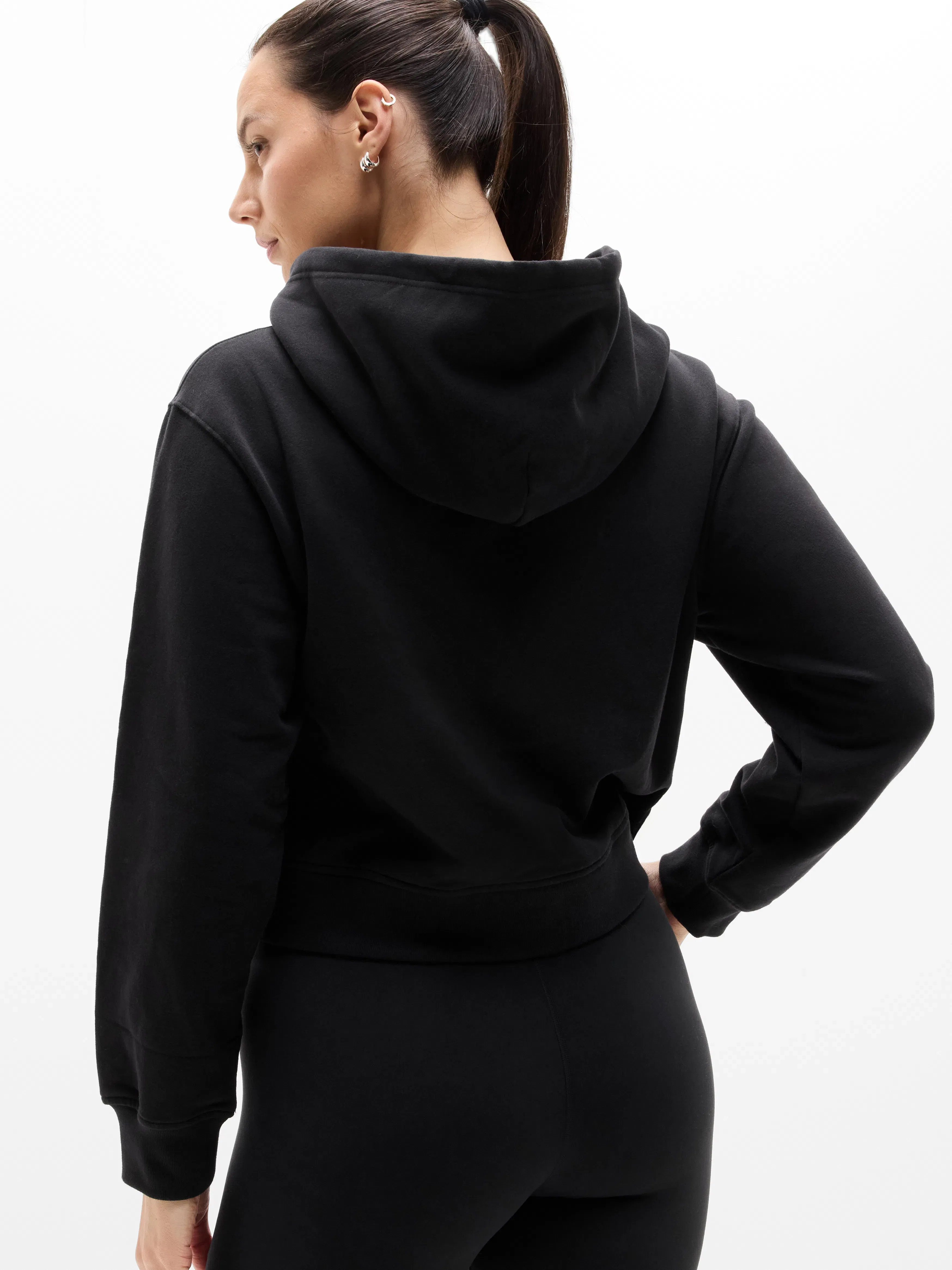 Athleta Forever Fleece Full Zip Sweatshirt - Black (Black)