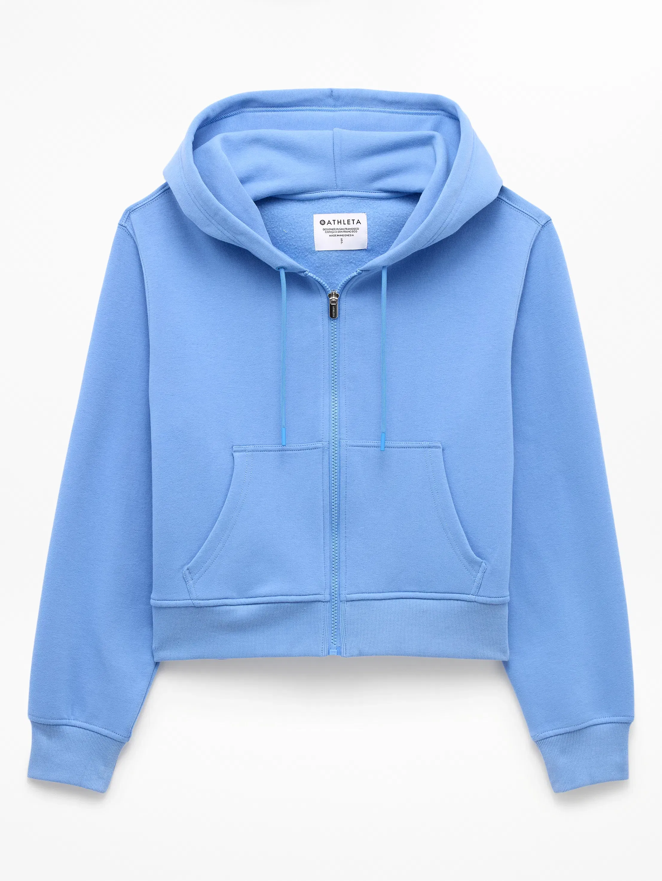 Athleta Forever Fleece Full Zip Sweatshirt - Blue (Waterfall)
