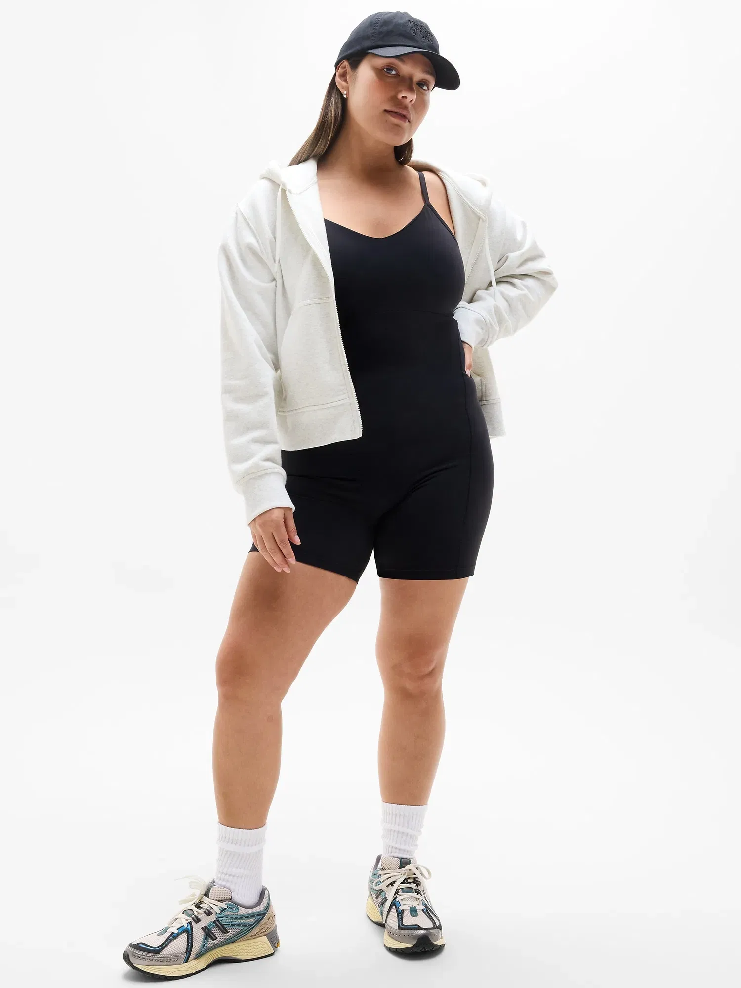Athleta Forever Fleece Full Zip Sweatshirt - Gray (Fog Grey Heather)