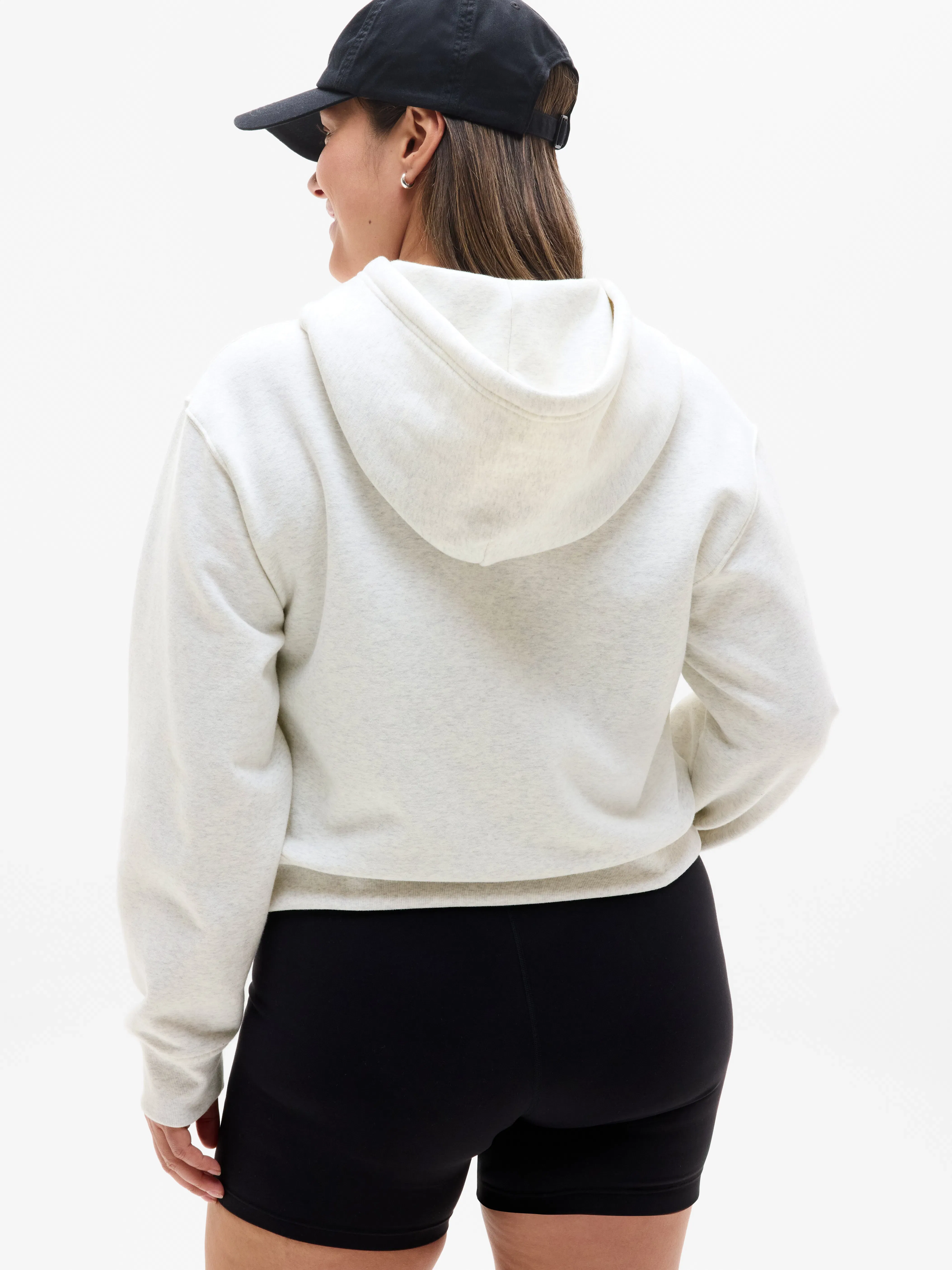 Athleta Forever Fleece Full Zip Sweatshirt - Gray (Fog Grey Heather)