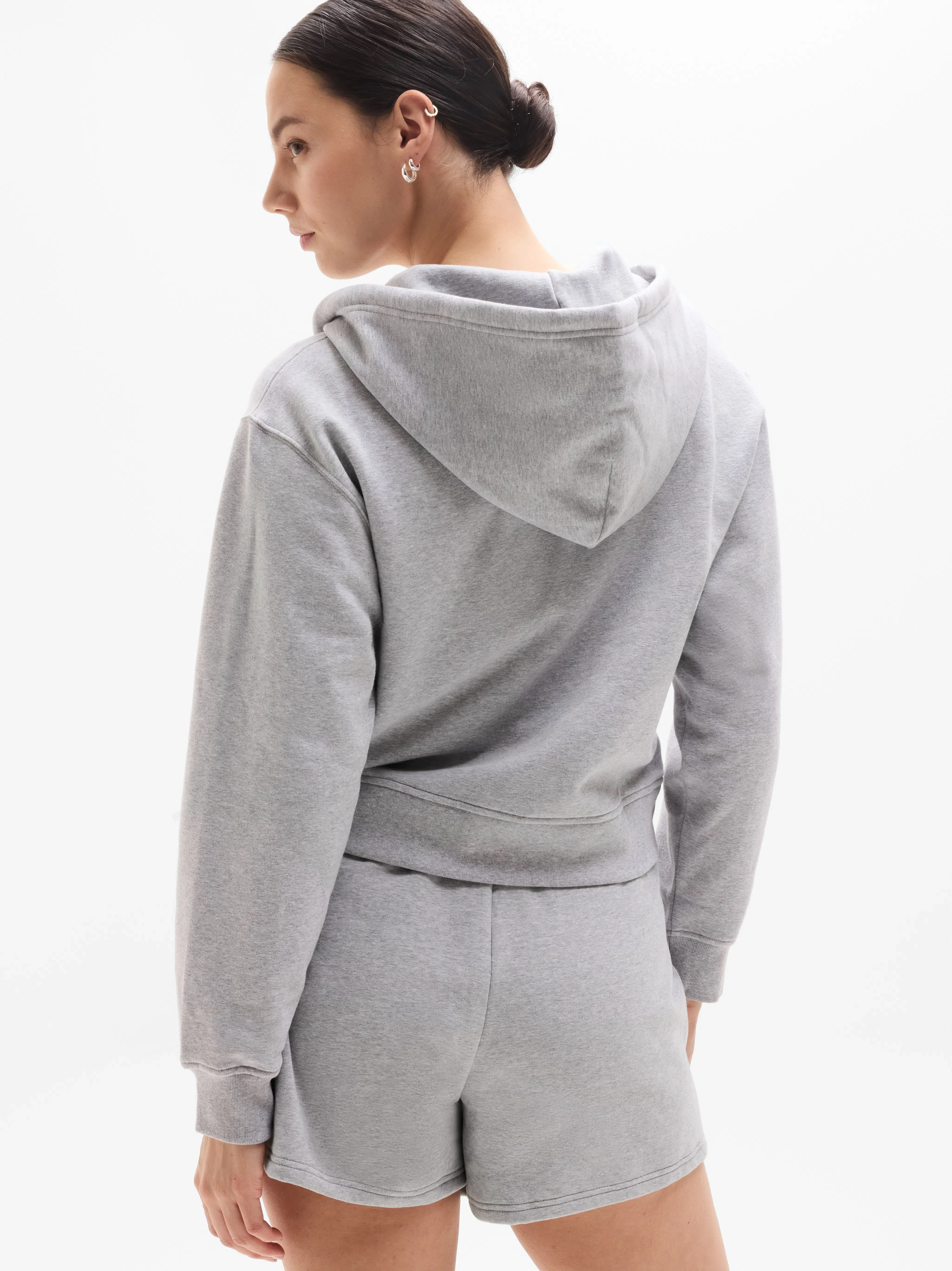Athleta Forever Fleece Full Zip Sweatshirt - Gray (Grey Heather)