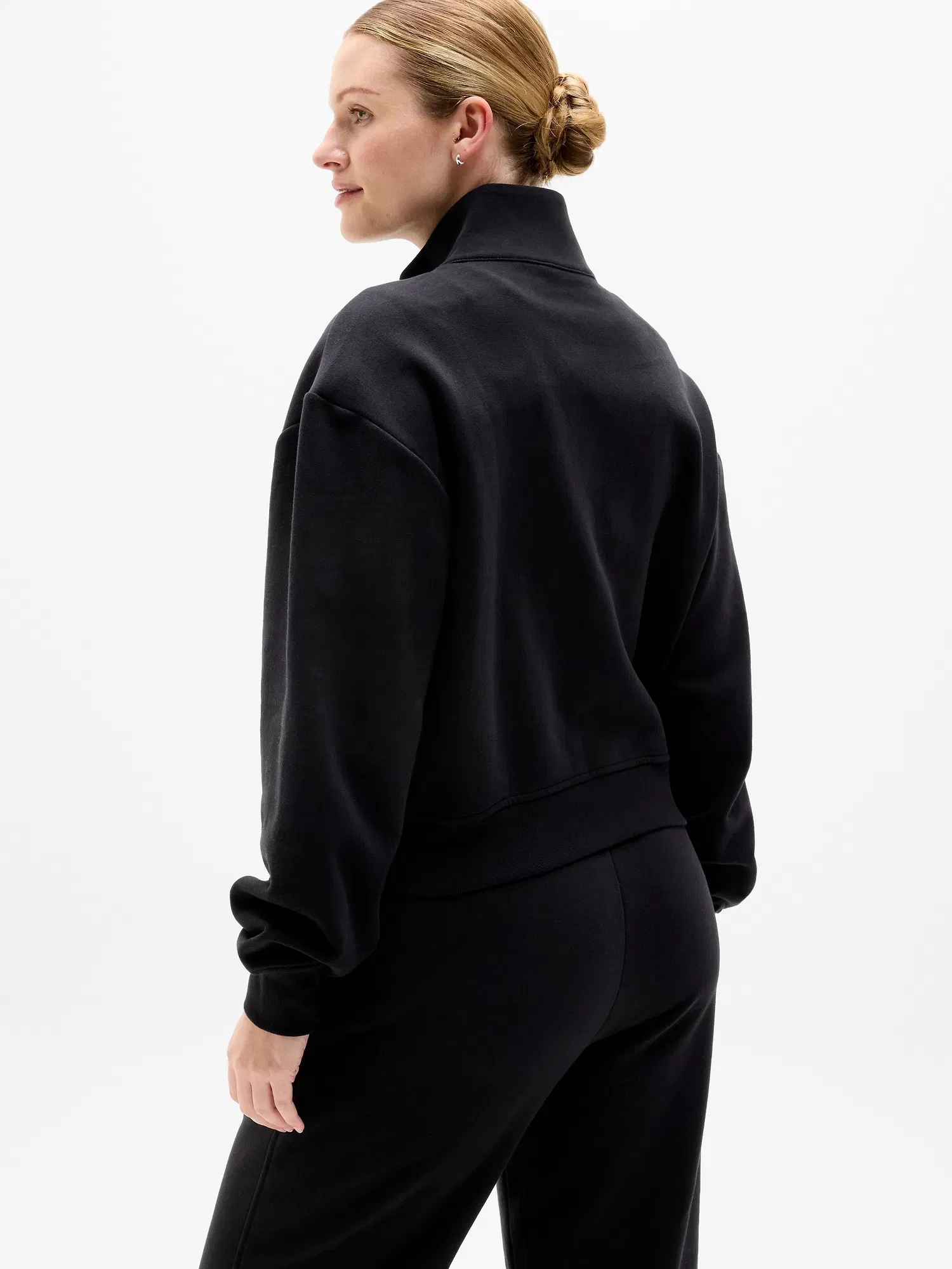 Athleta Forever Fleece Track Jacket - Black (Black)