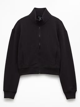 Athleta Forever Fleece Track Jacket - Black (Black)