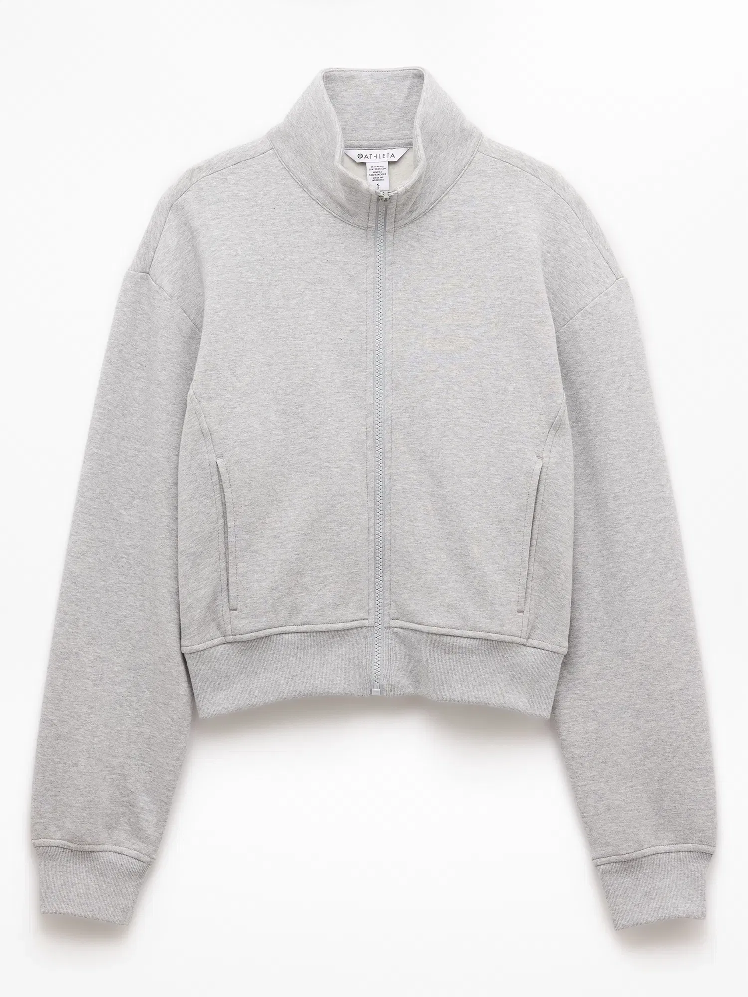 Athleta Forever Fleece Track Jacket - Gray (Grey Heather)