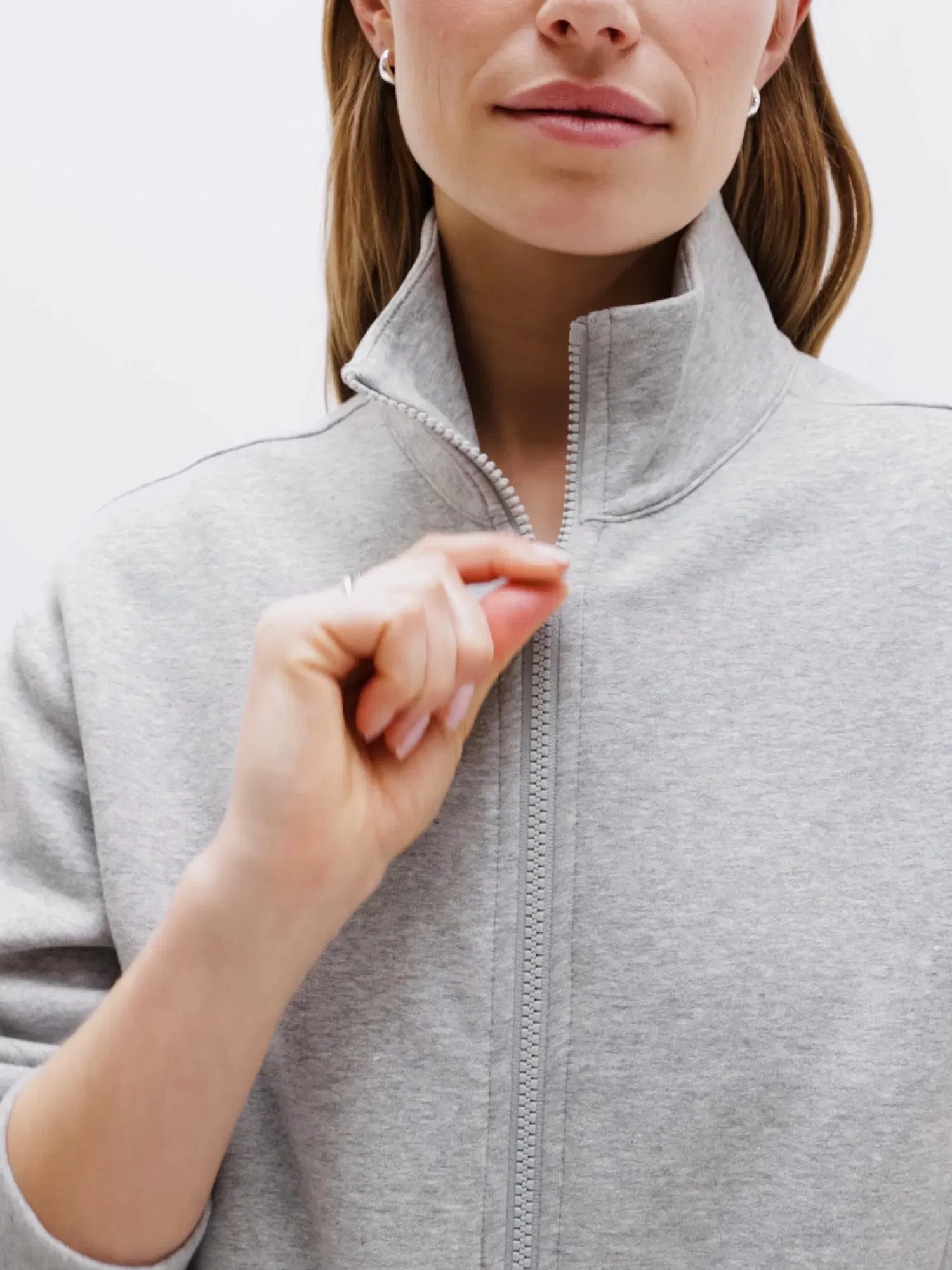 Athleta Forever Fleece Track Jacket - Gray (Grey Heather)