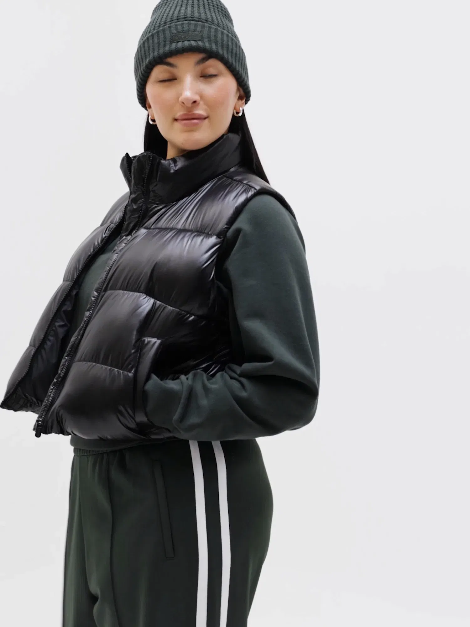 Athleta Halo Puffer Vest - Black (Black)