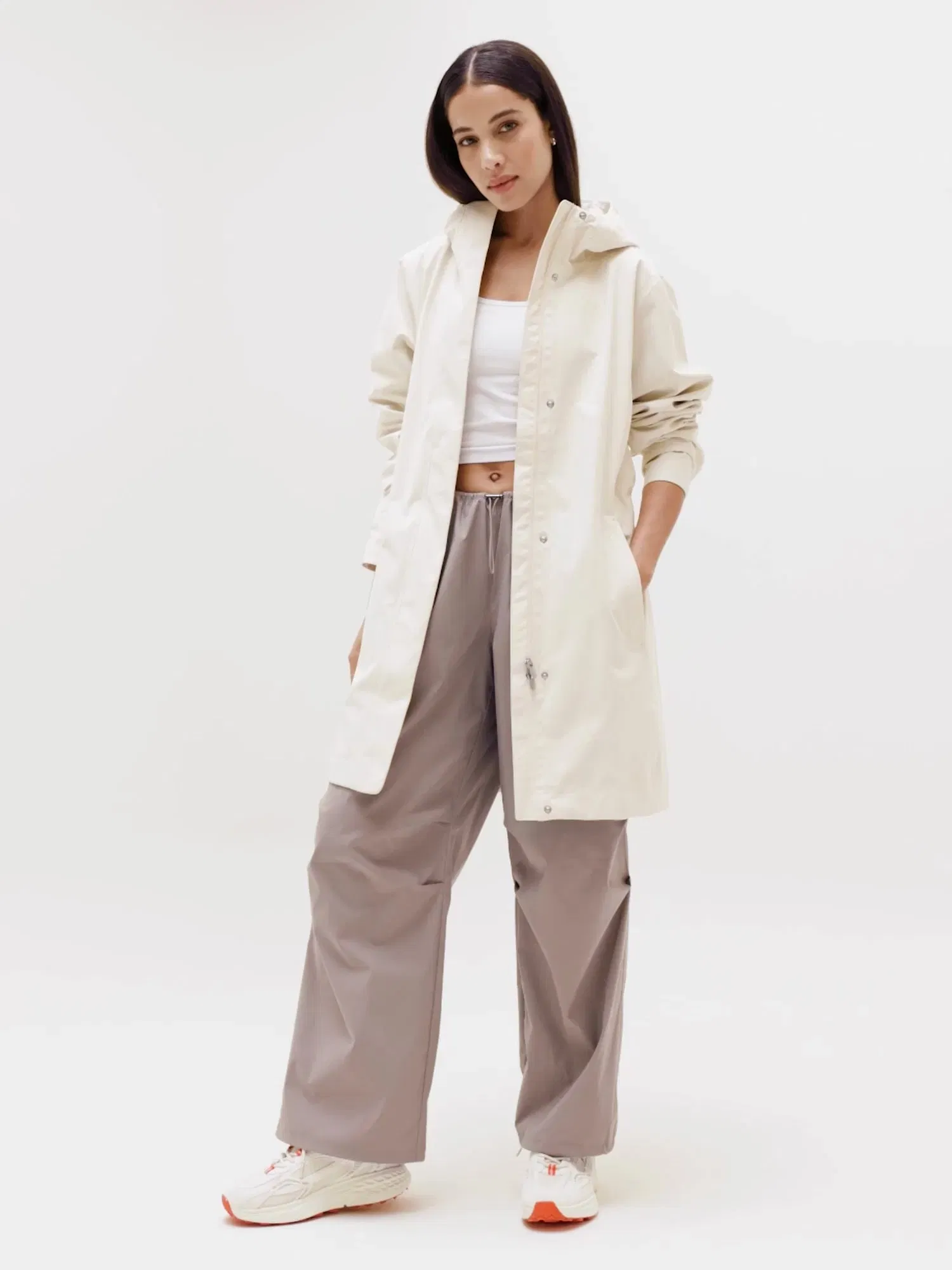 Athleta Rainout Ridge Long Trench - Beige (Bone)
