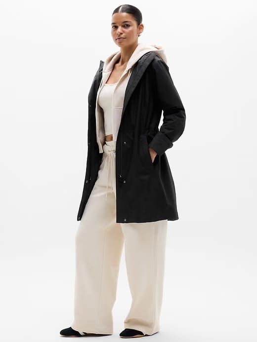 Athleta Rainout Ridge Long Trench - Black (Black)