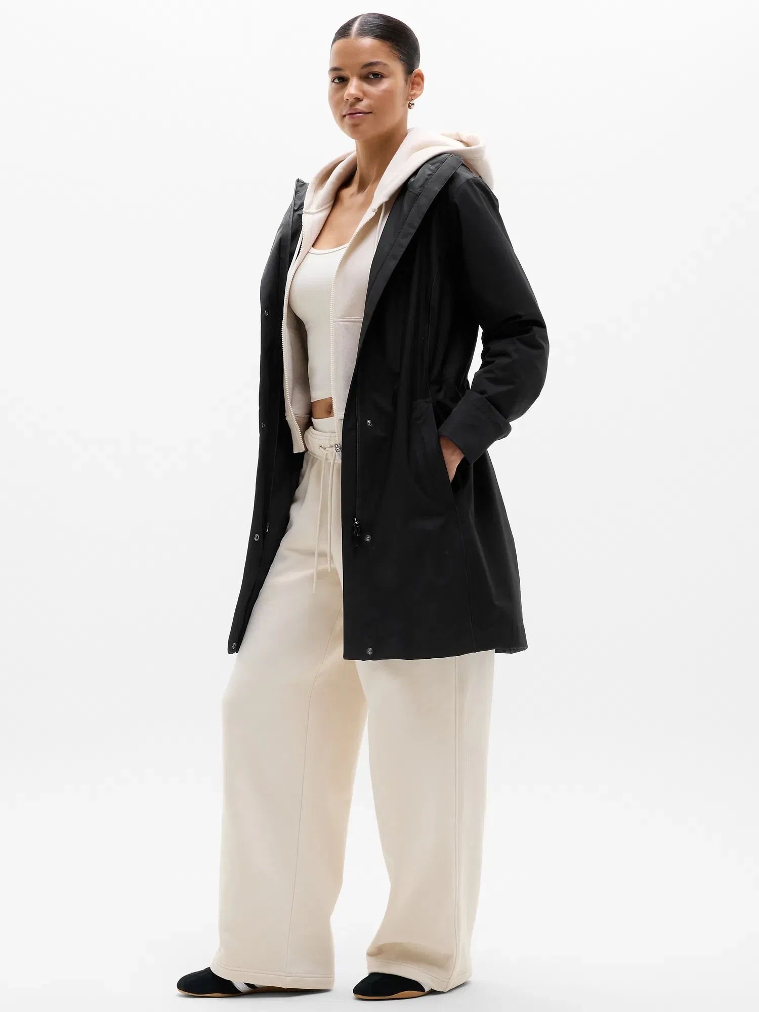 Athleta Rainout Ridge Long Trench - Black (Black)