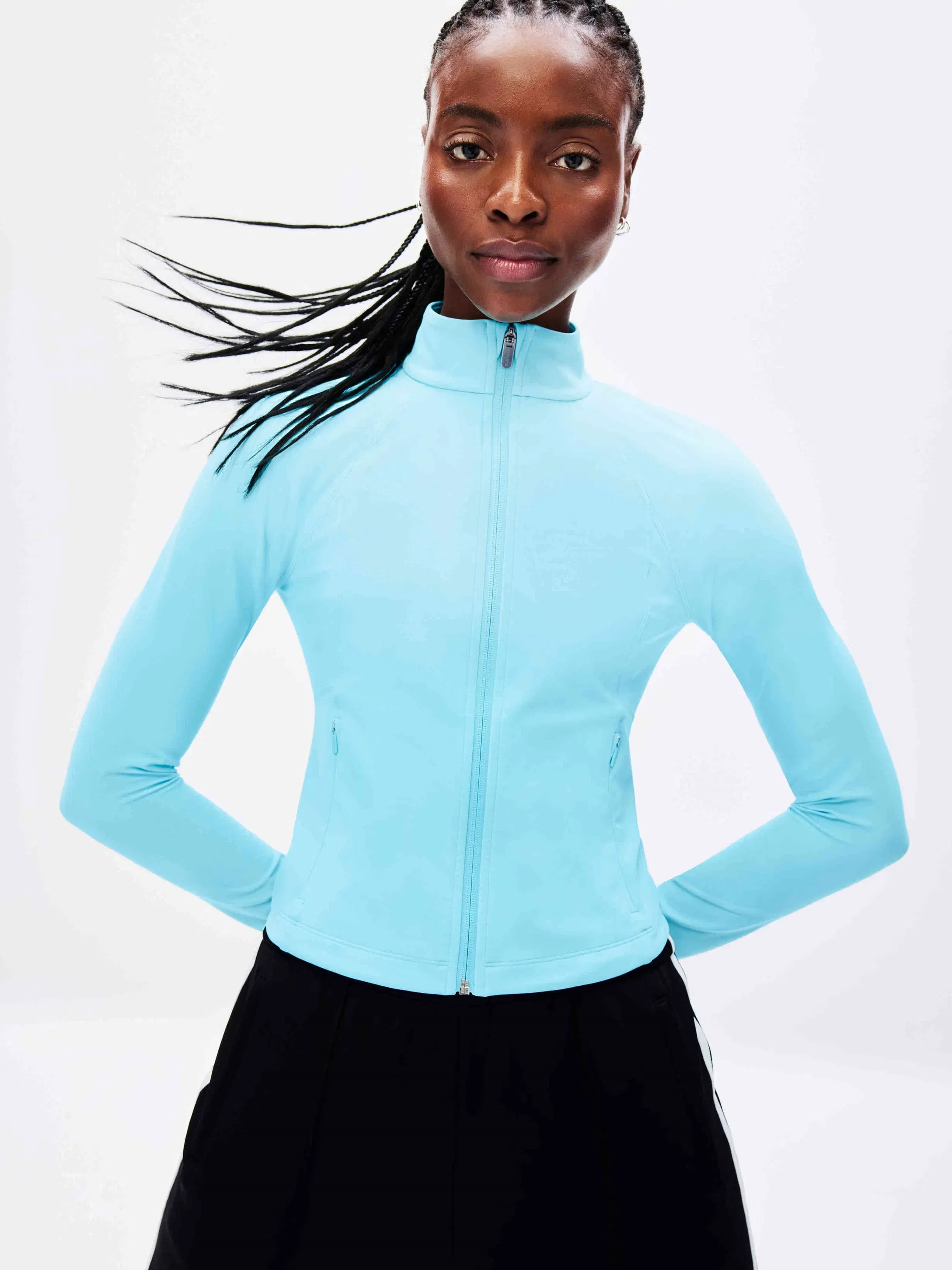 Athleta Salutation Crop Jacket - Blue (Aqua)