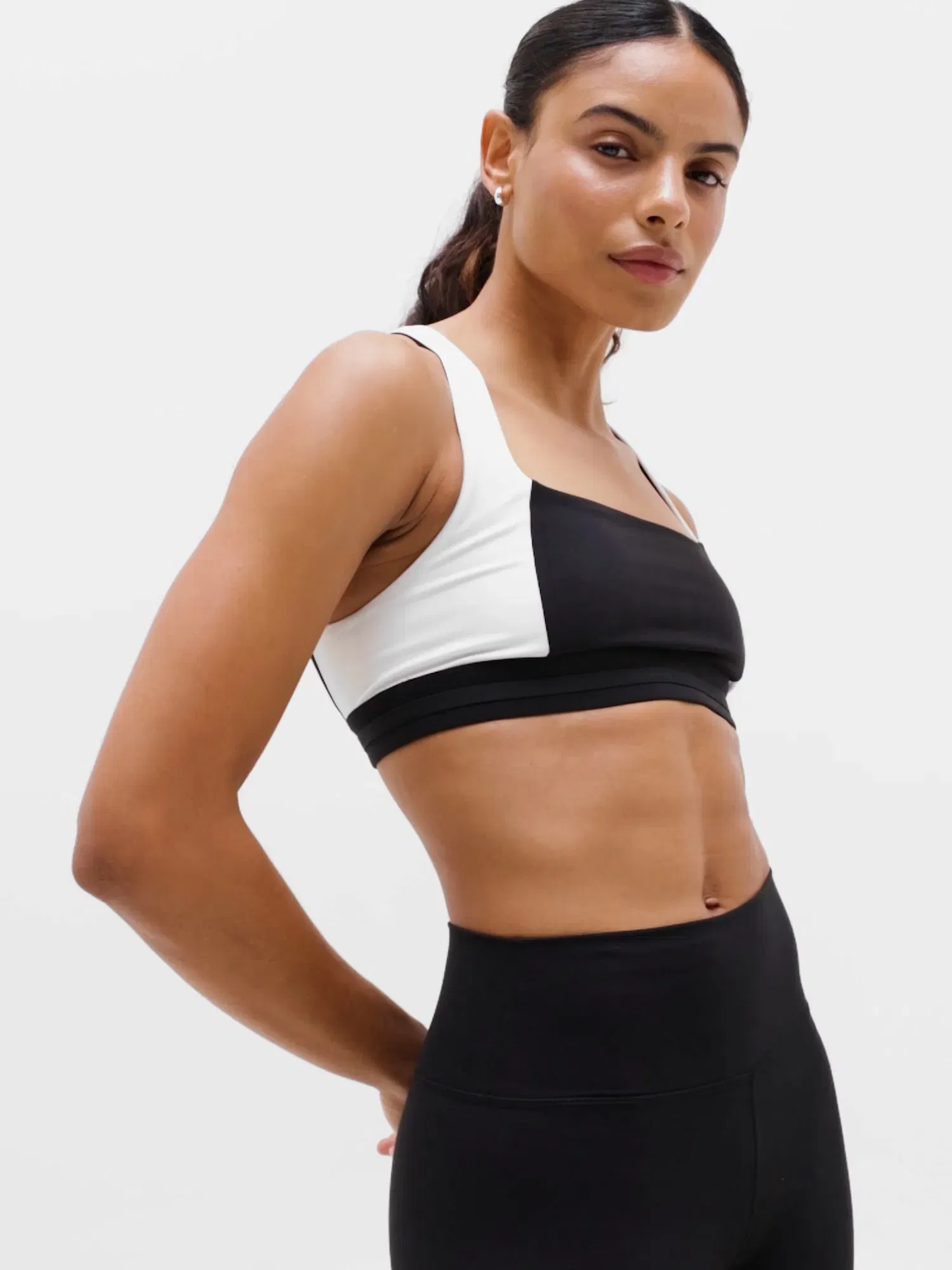 Athleta High Tone Sports Bra A-C - Black (Black/Bright White)