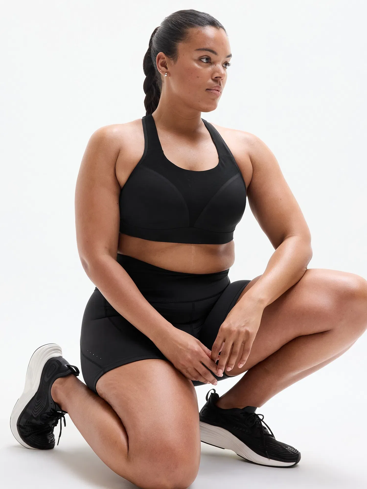 Athleta Speed Run High Support Sports Bra - Black (Black)