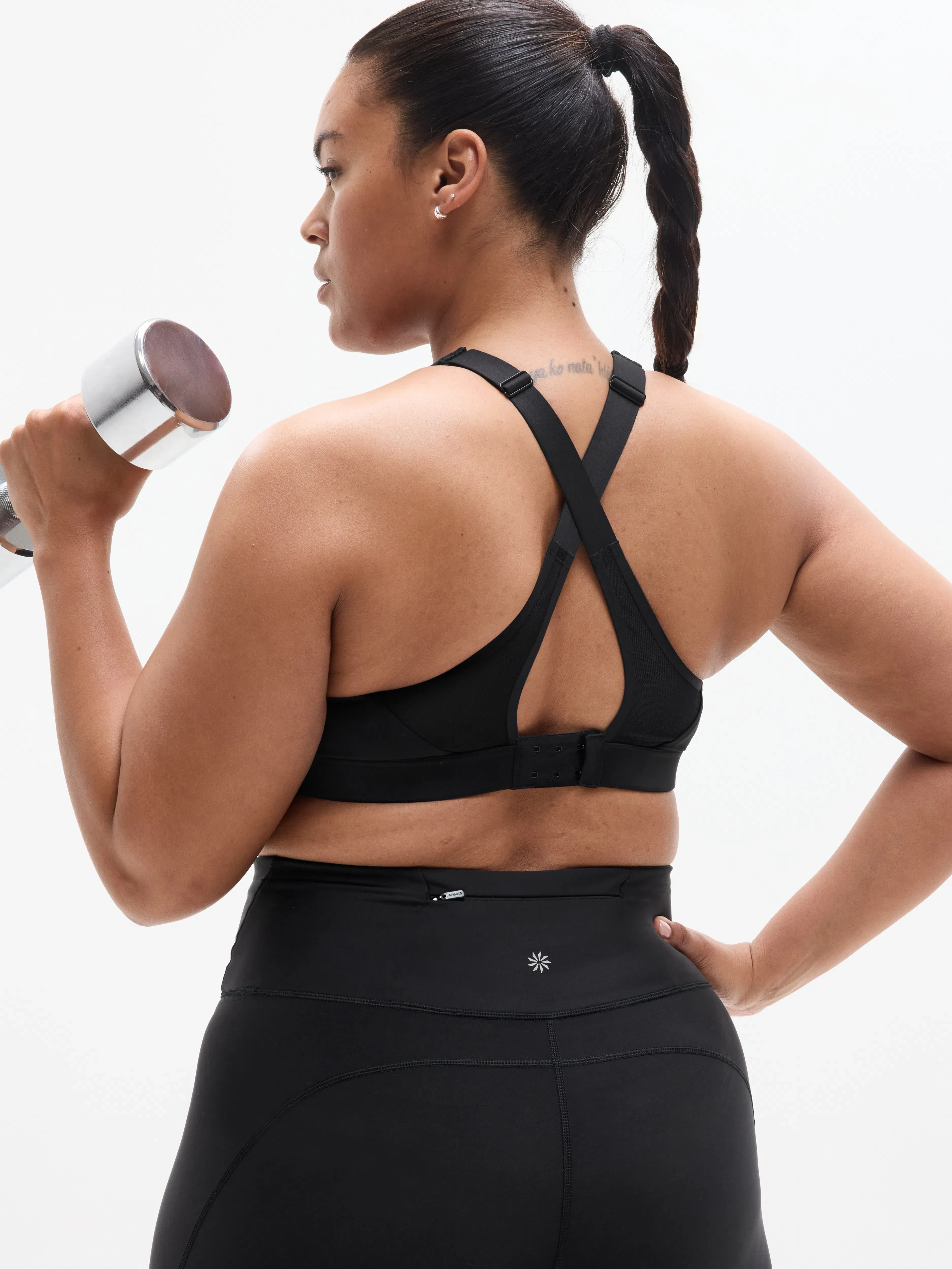 Athleta Speed Run High Support Sports Bra - Black (Black)