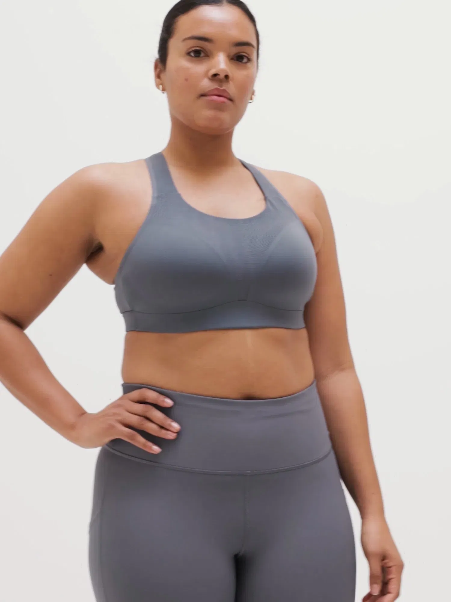 Athleta Speed Run High Support Sports Bra - Gray (Slate)