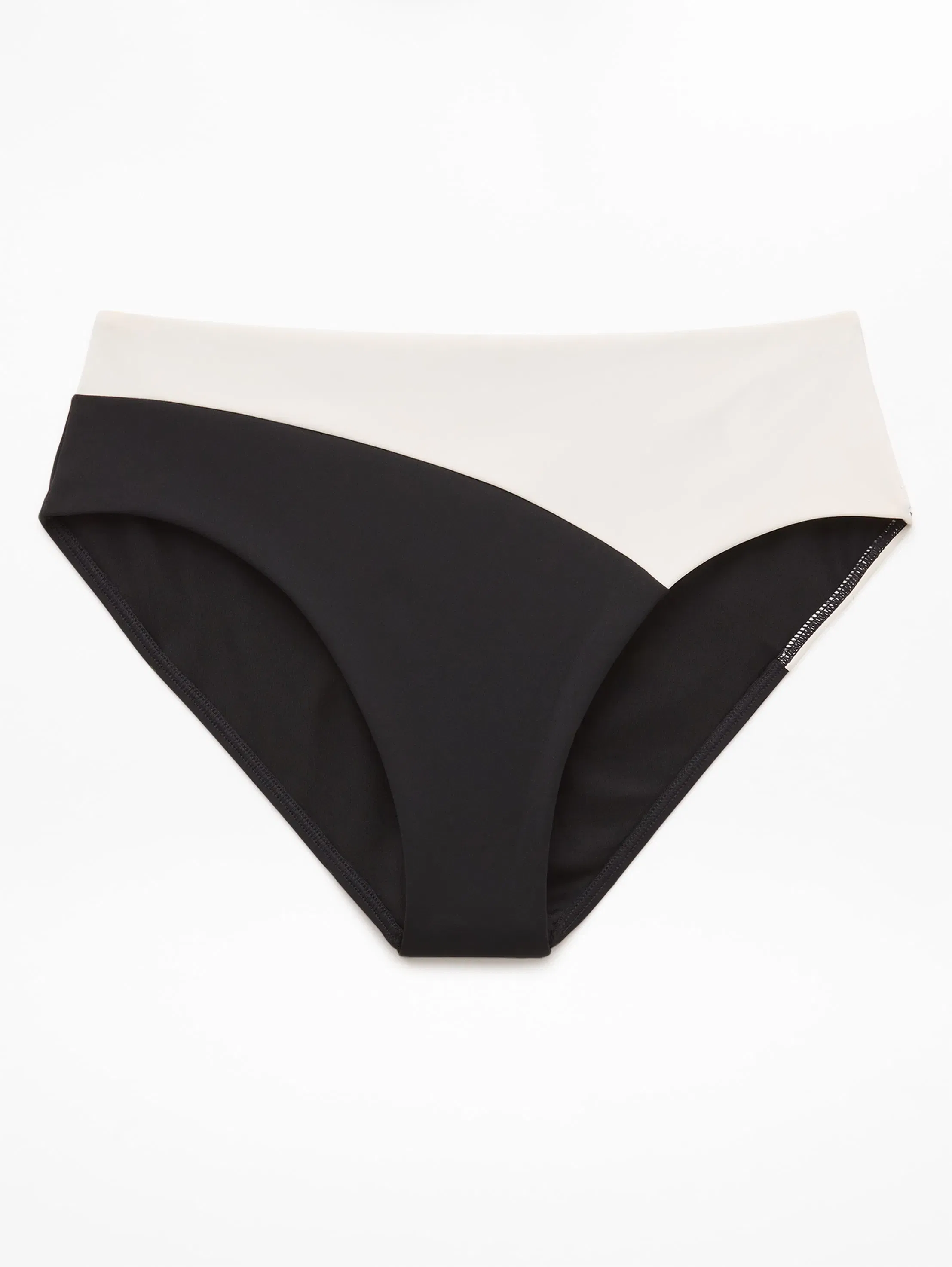 Athleta High Waist Cheeky Swim Bottom - Black (Black/Magnolia White)