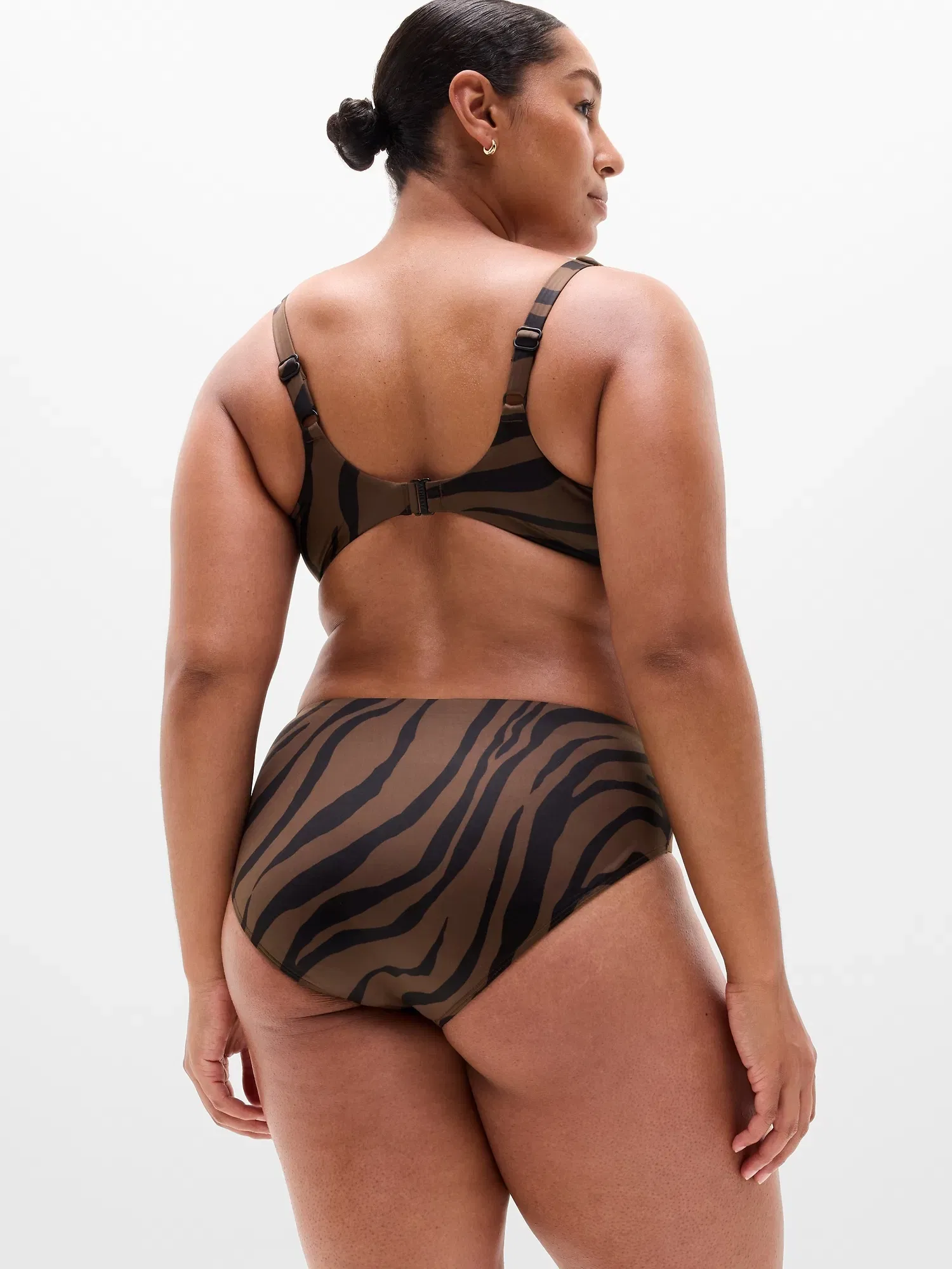 Athleta High Waist Cheeky Swim Bottom - Brown (Prima Woodland Zebra)