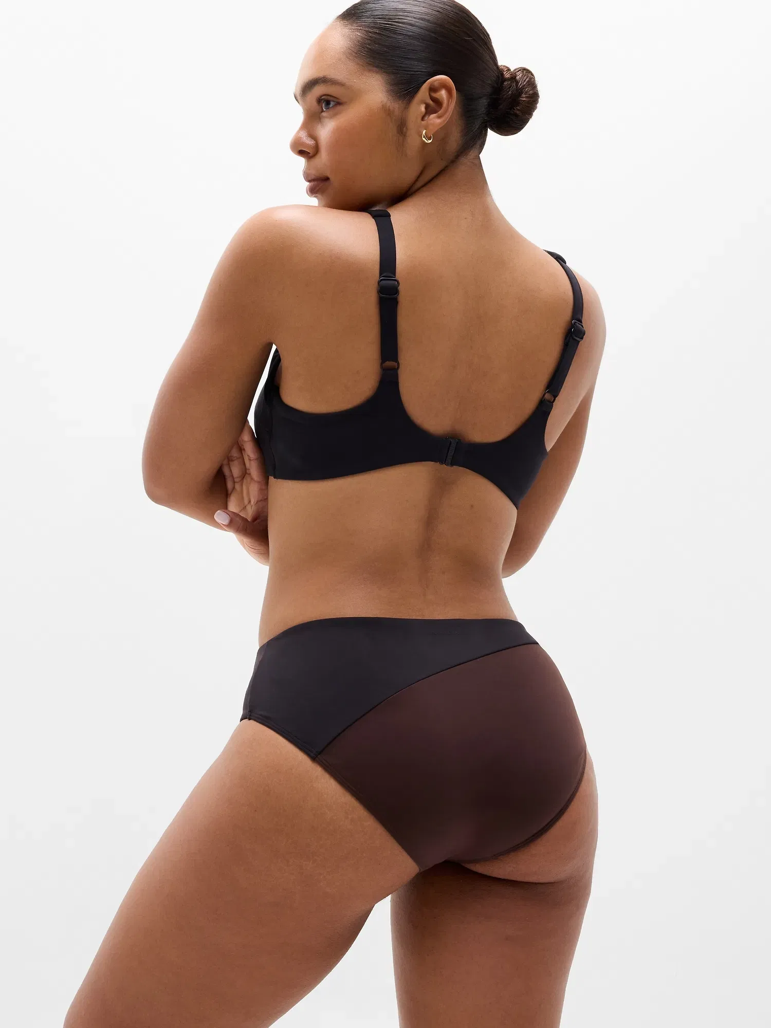 Athleta High Waist Cheeky Swim Bottom - Brown (Woodland/Black)