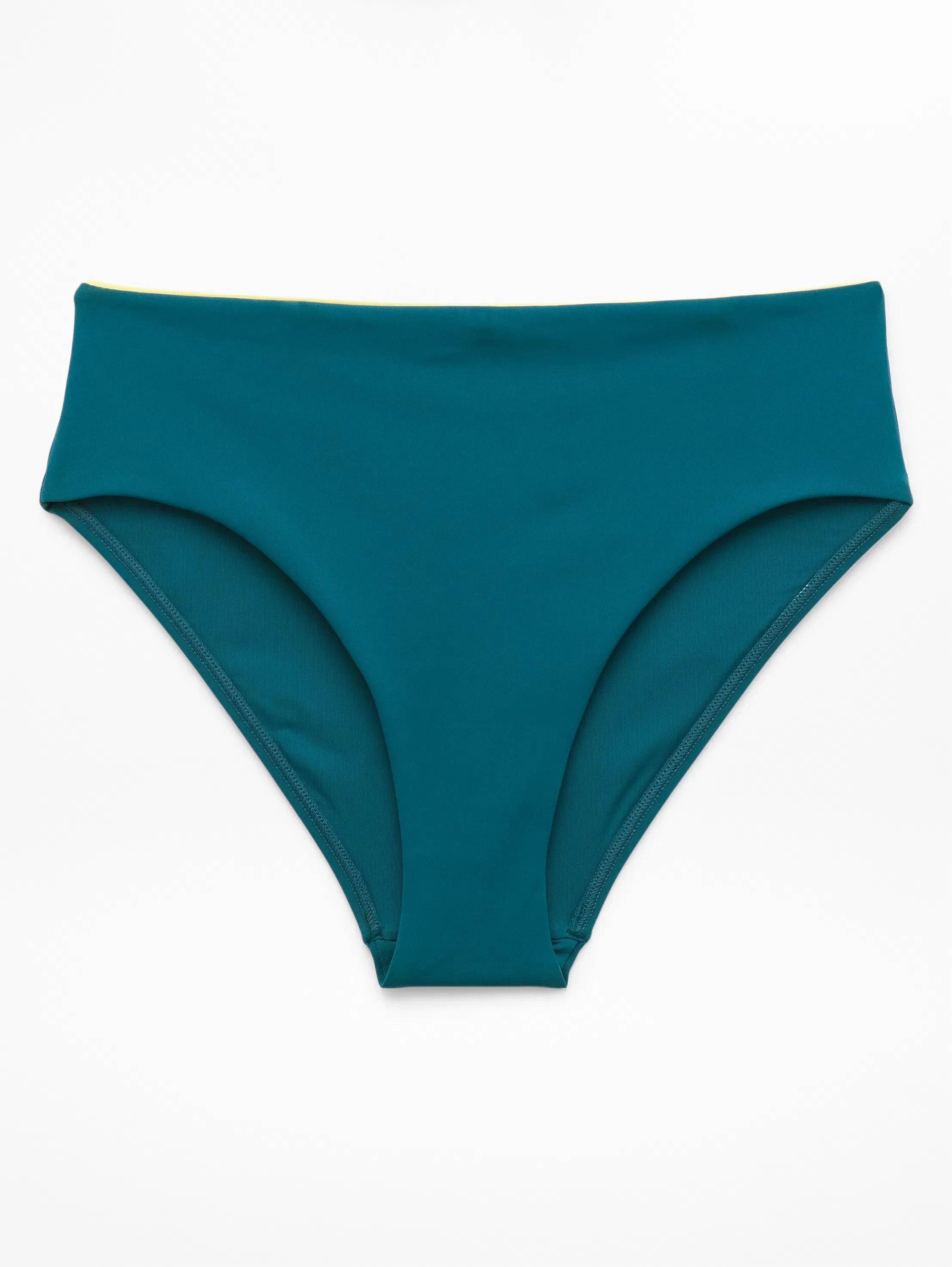 Athleta High Waist Cheeky Swim Bottom - Green (Coastal Teal/Spark)