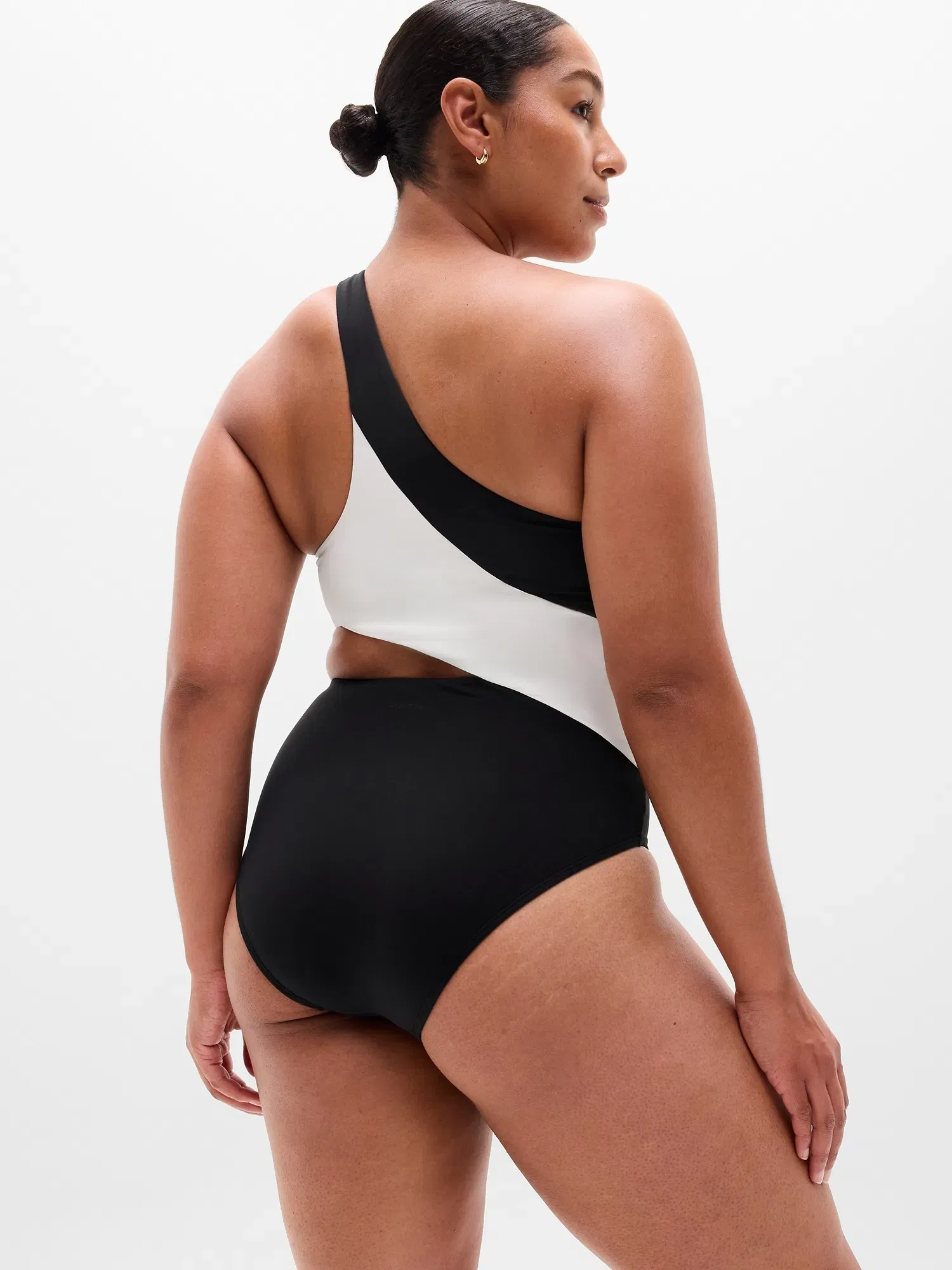 Athleta Shoreline Asymmetrical One Piece - Black (Black/Magnolia White)