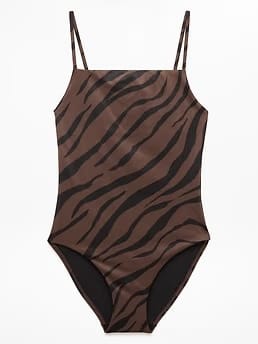 Athleta Straight Neck One Piece - Brown (Prima Woodland Zebra)