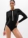Athleta Sun Shield Rashguard One Piece - Black (Black/Magnolia White)