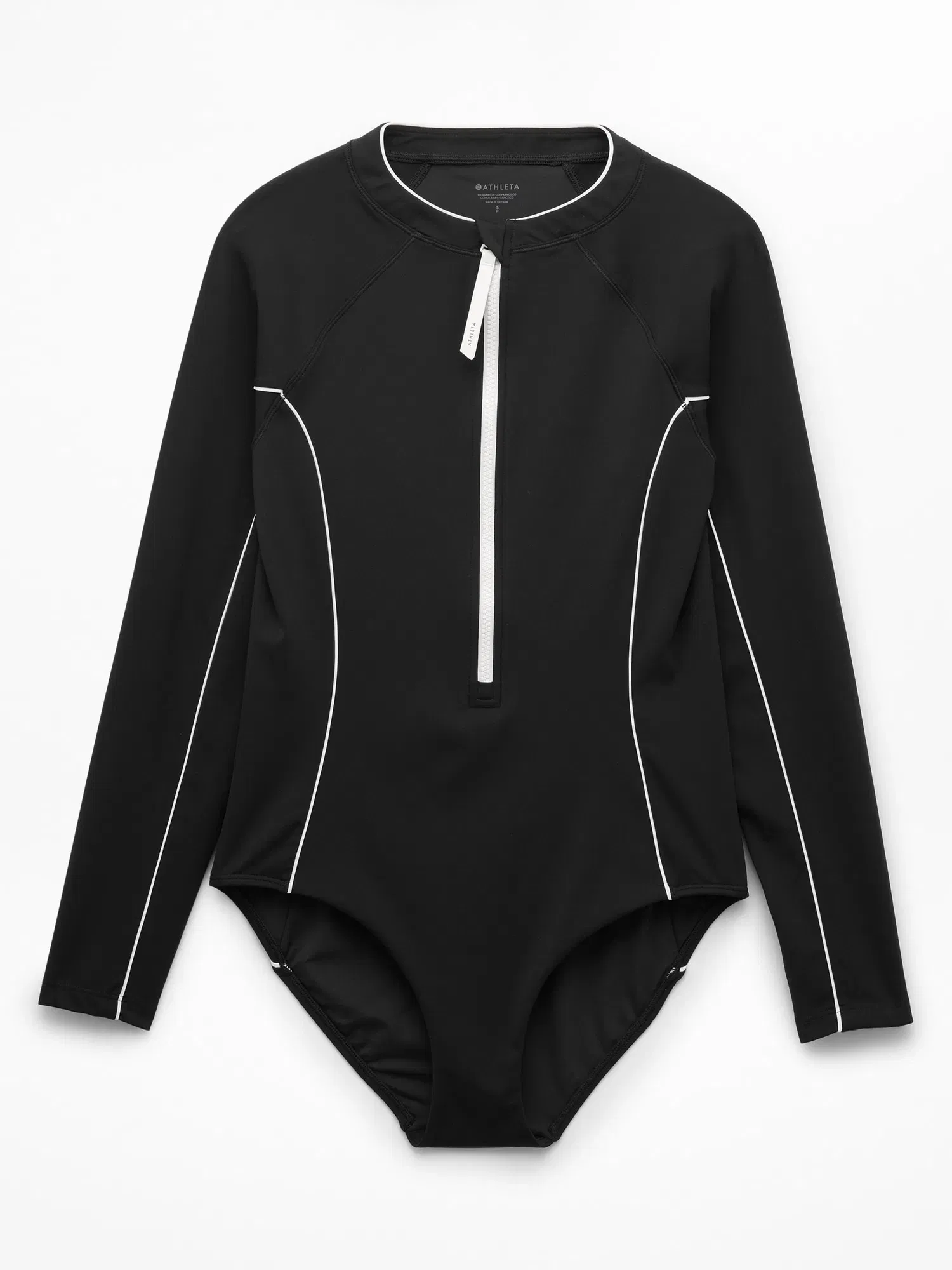 Athleta Sun Shield Rashguard One Piece - Black (Black/Magnolia White)