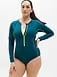 Athleta Sun Shield Rashguard One Piece - Blue (Coastal Teal/Spark)