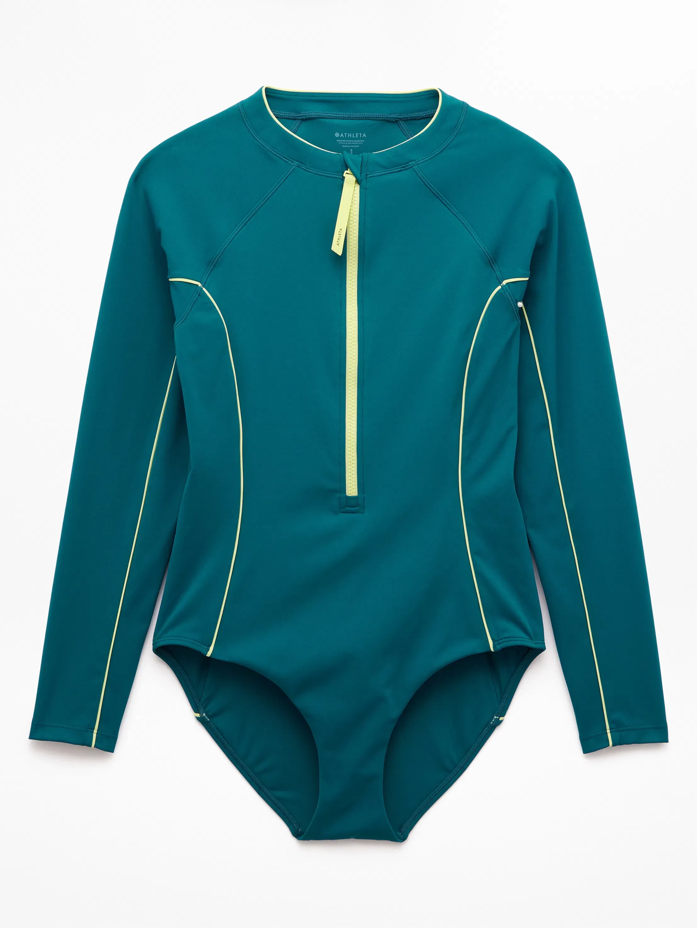 Athleta Sun Shield Rashguard One Piece - Blue (Coastal Teal/Spark)