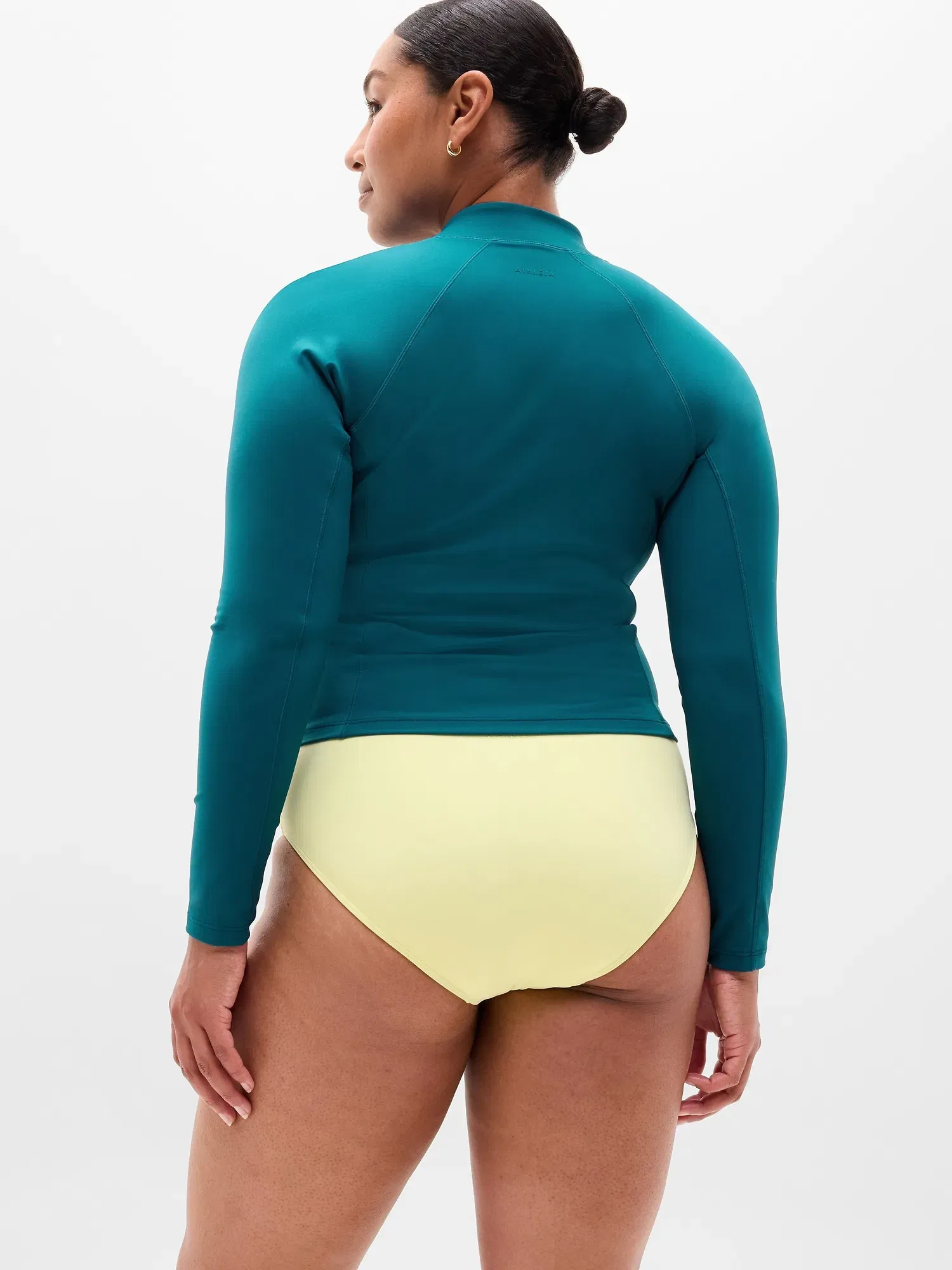 Athleta Zip-Front Rashguard - Green (Coastal Teal/Spark)