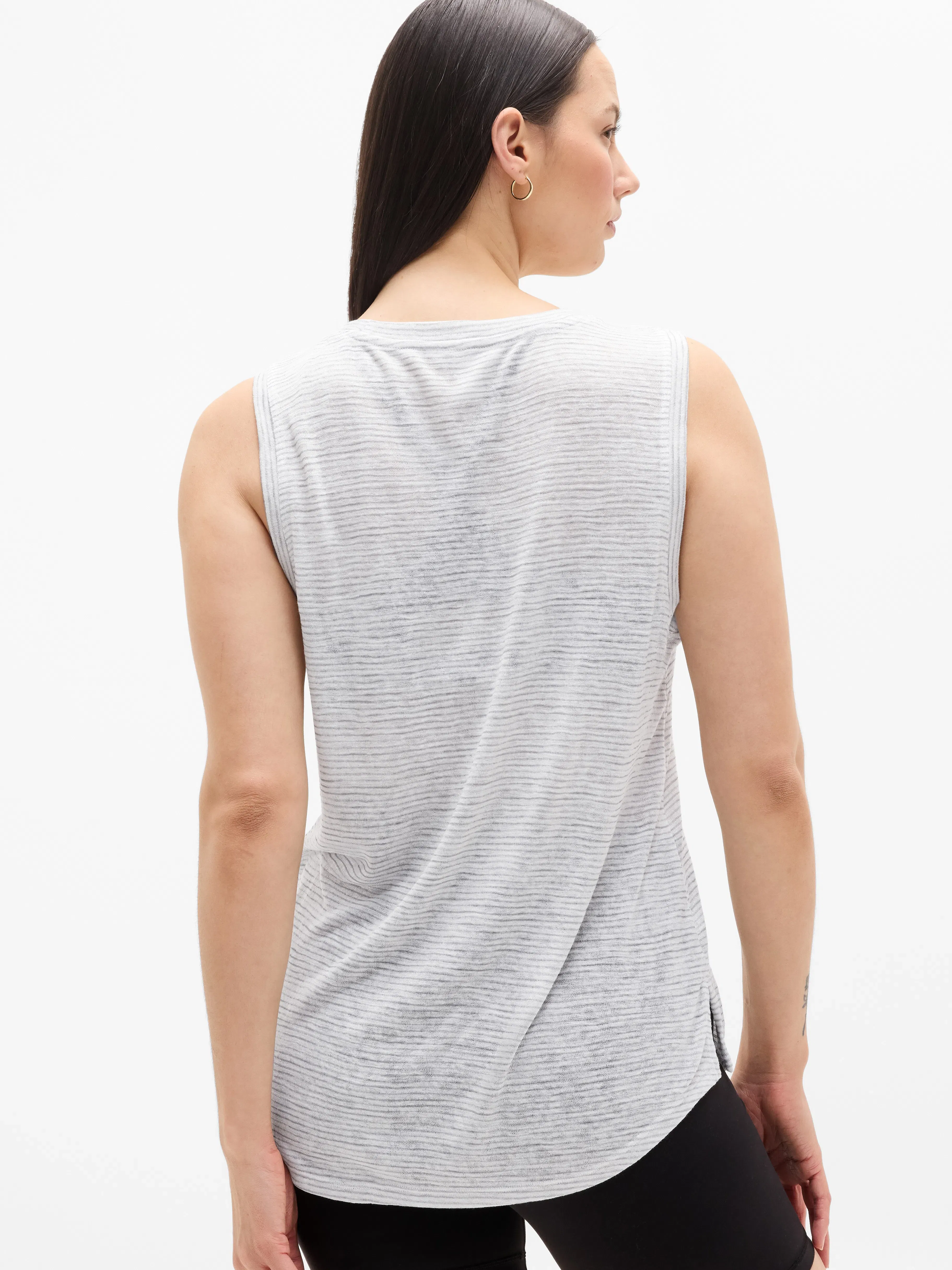 Athleta Breezy Tank - Gray (Cobblestone Grey Stripe)