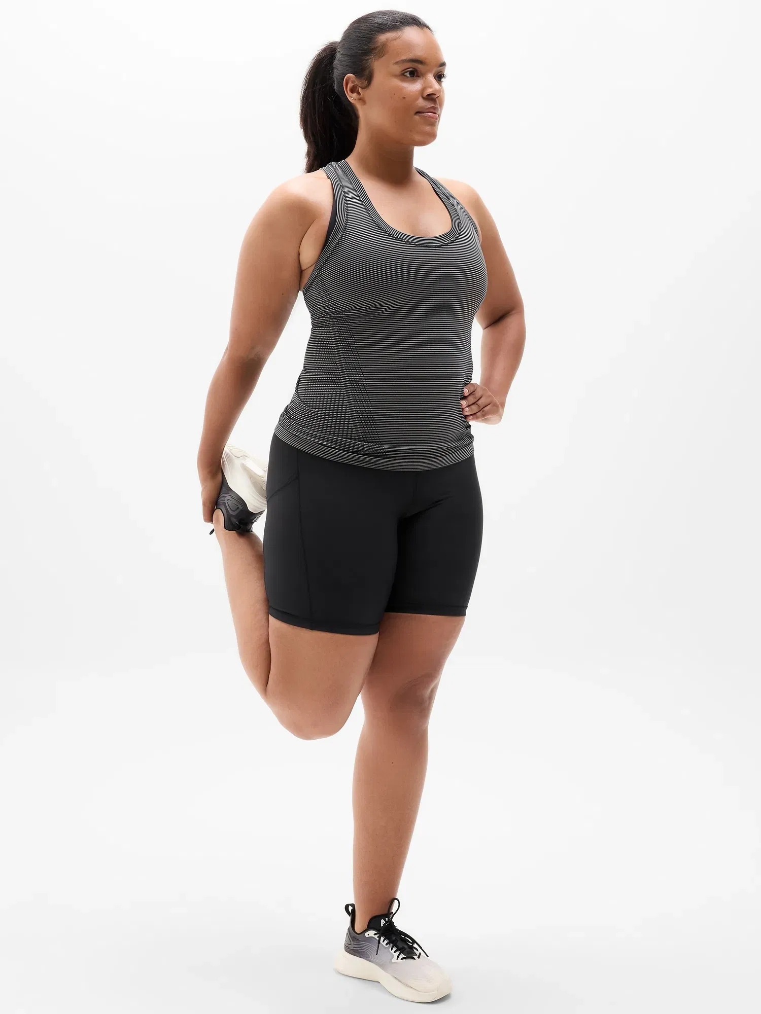 Athleta Momentum Seamless Tank - Multi (Black Mini Stripe)