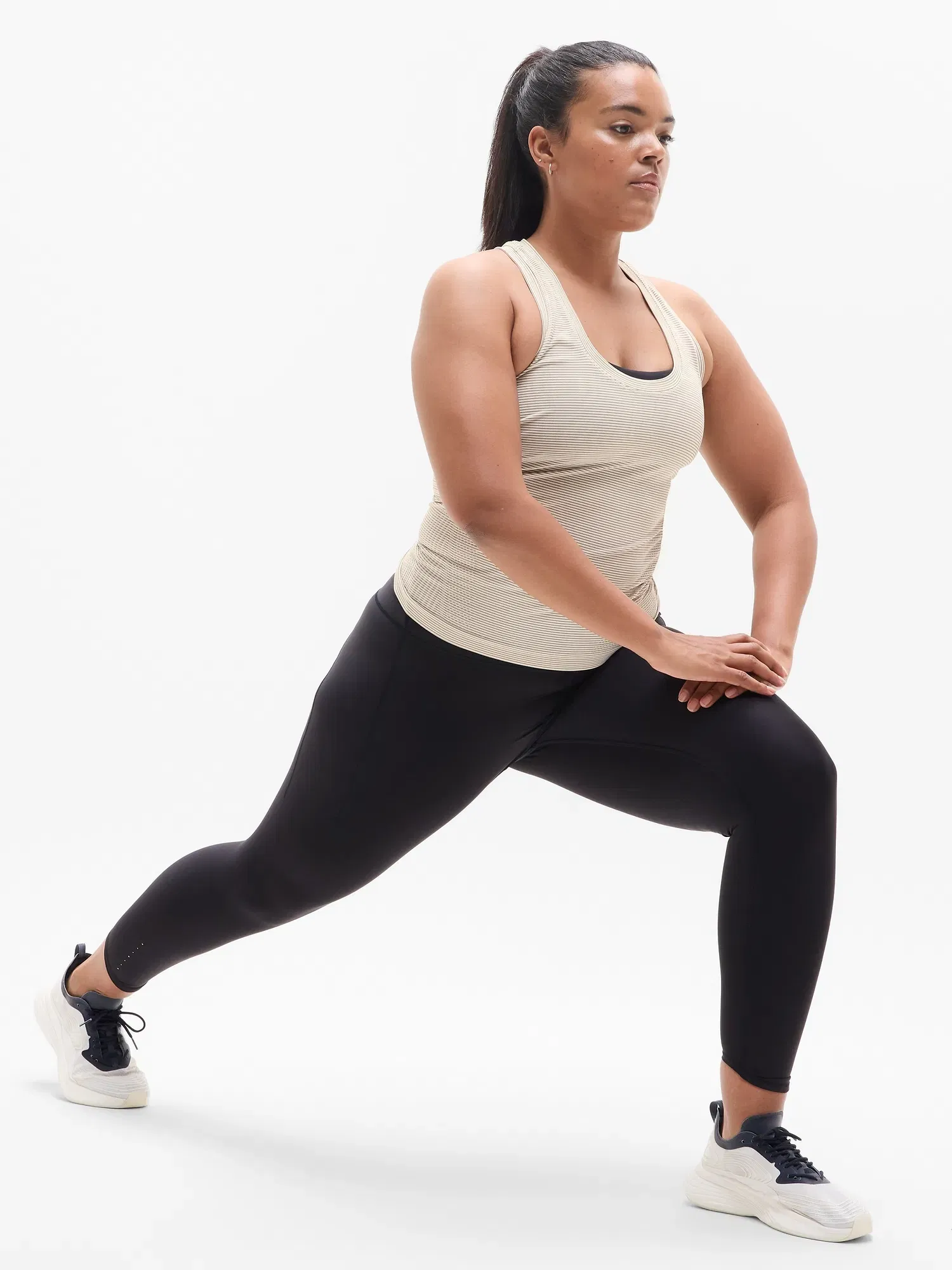 Athleta Momentum Seamless Tank - White (White Mini Stripe)