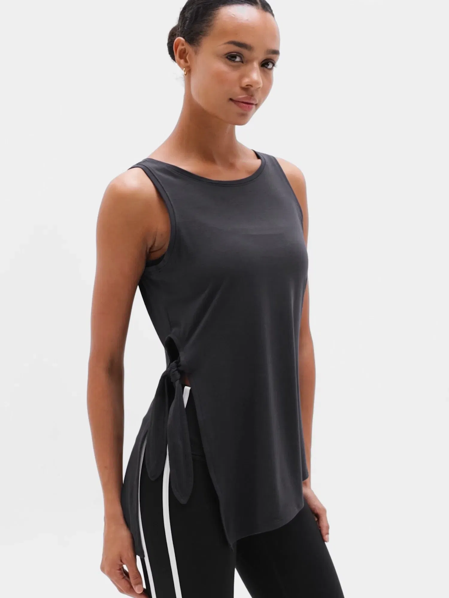 Athleta Move With Ease Asym Tie Tank - Black (Black)