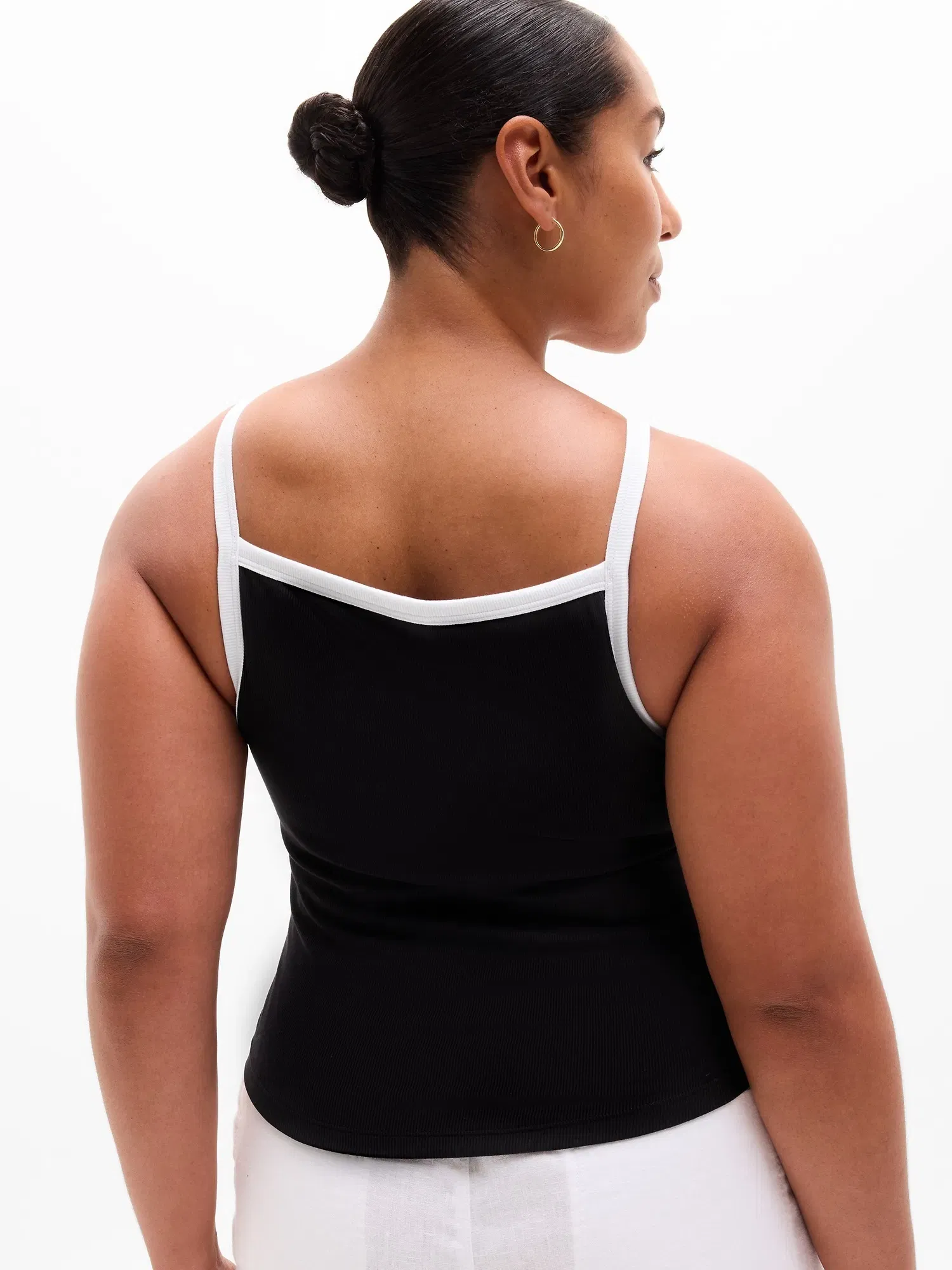 Athleta Signature Rib Apron Support Top - Black (Black/Bright White)