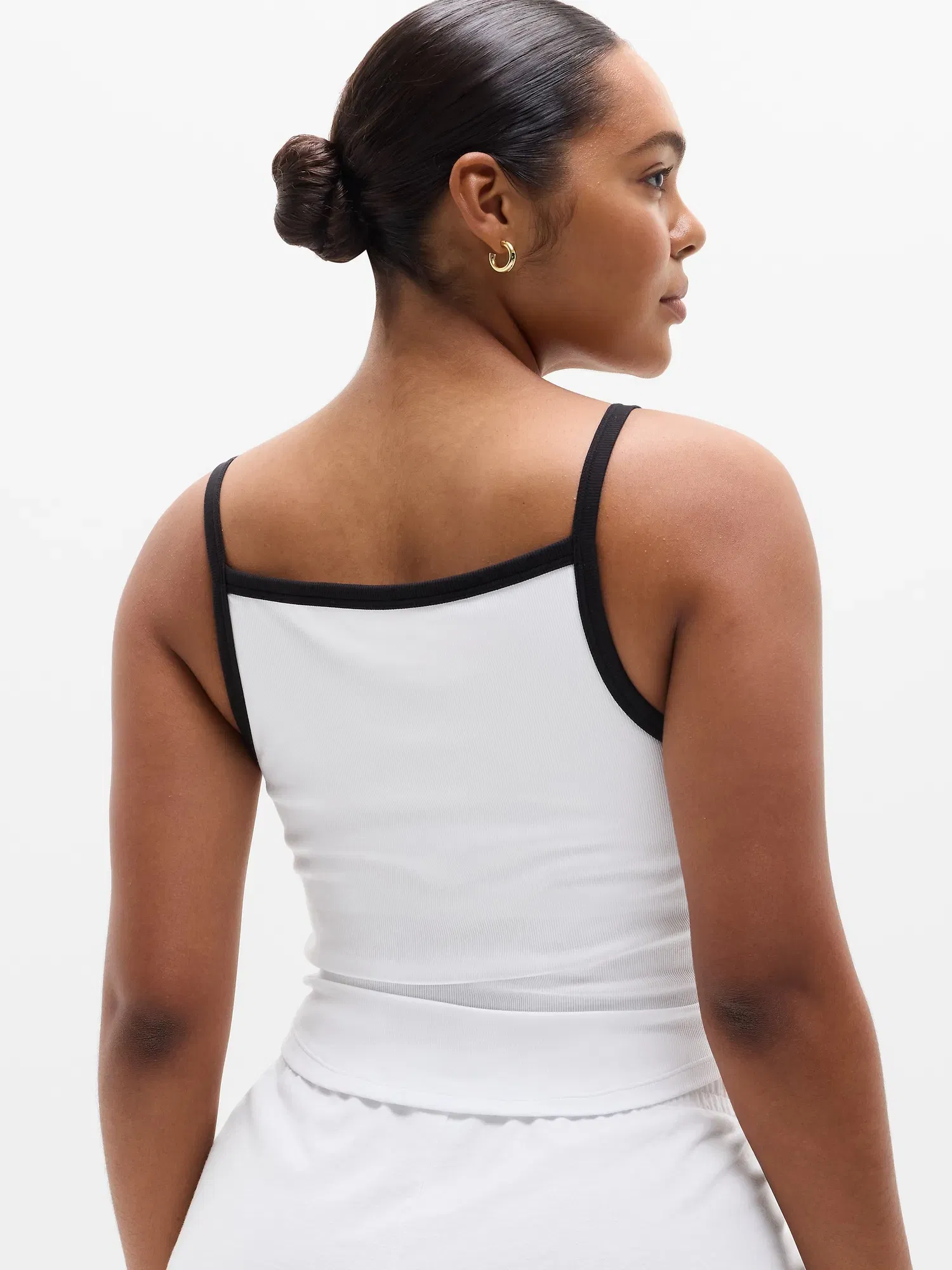 Athleta Signature Rib Apron Support Top - White (Bright White/Black)