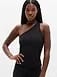 Athleta Signature Rib Asym One Shoulder Support Top - Black (Black)