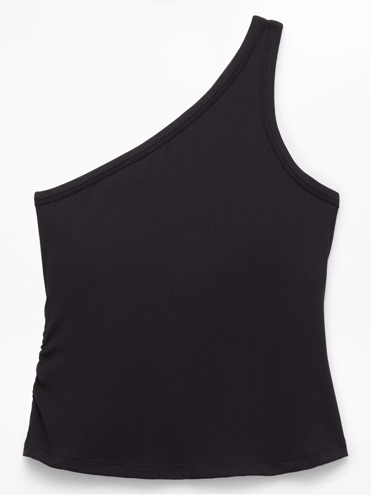 Athleta Signature Rib Asym One Shoulder Support Top - Black (Black)