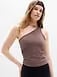 Athleta Signature Rib Asym One Shoulder Support Top - Brown (Driftwood)