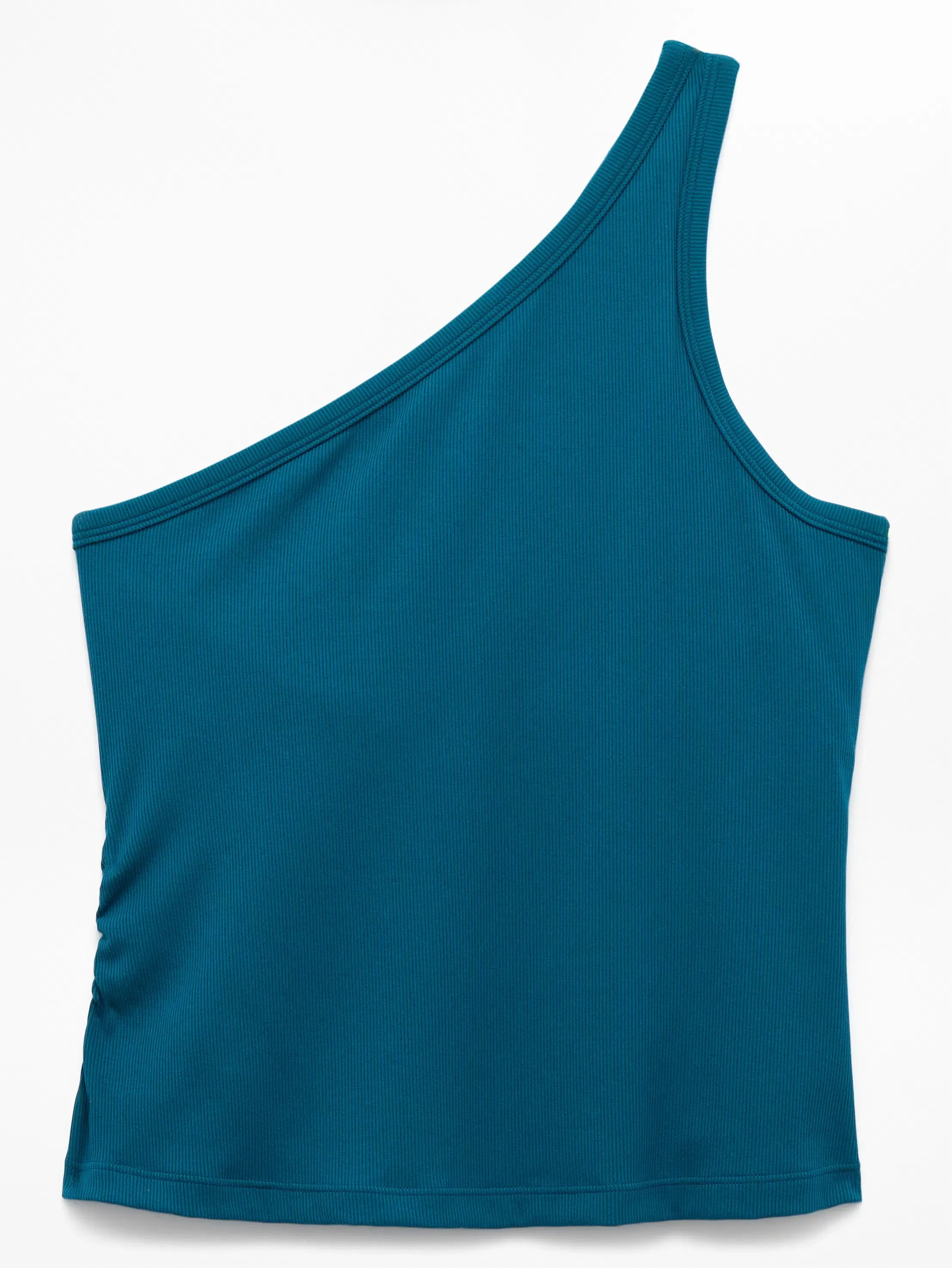 Athleta Signature Rib Asym One Shoulder Support Top - Green (Coastal Teal)
