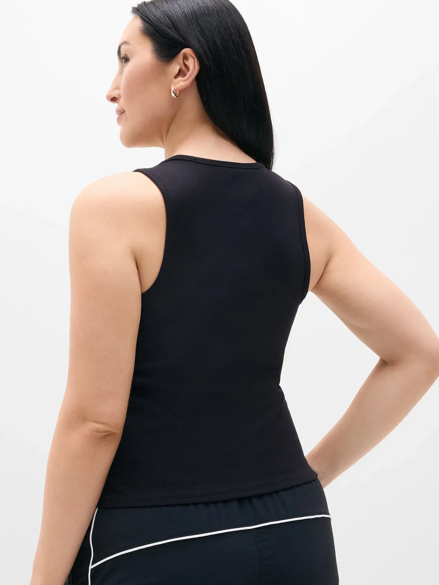 Athleta Signature Rib Scoop Tank - Black (Black)