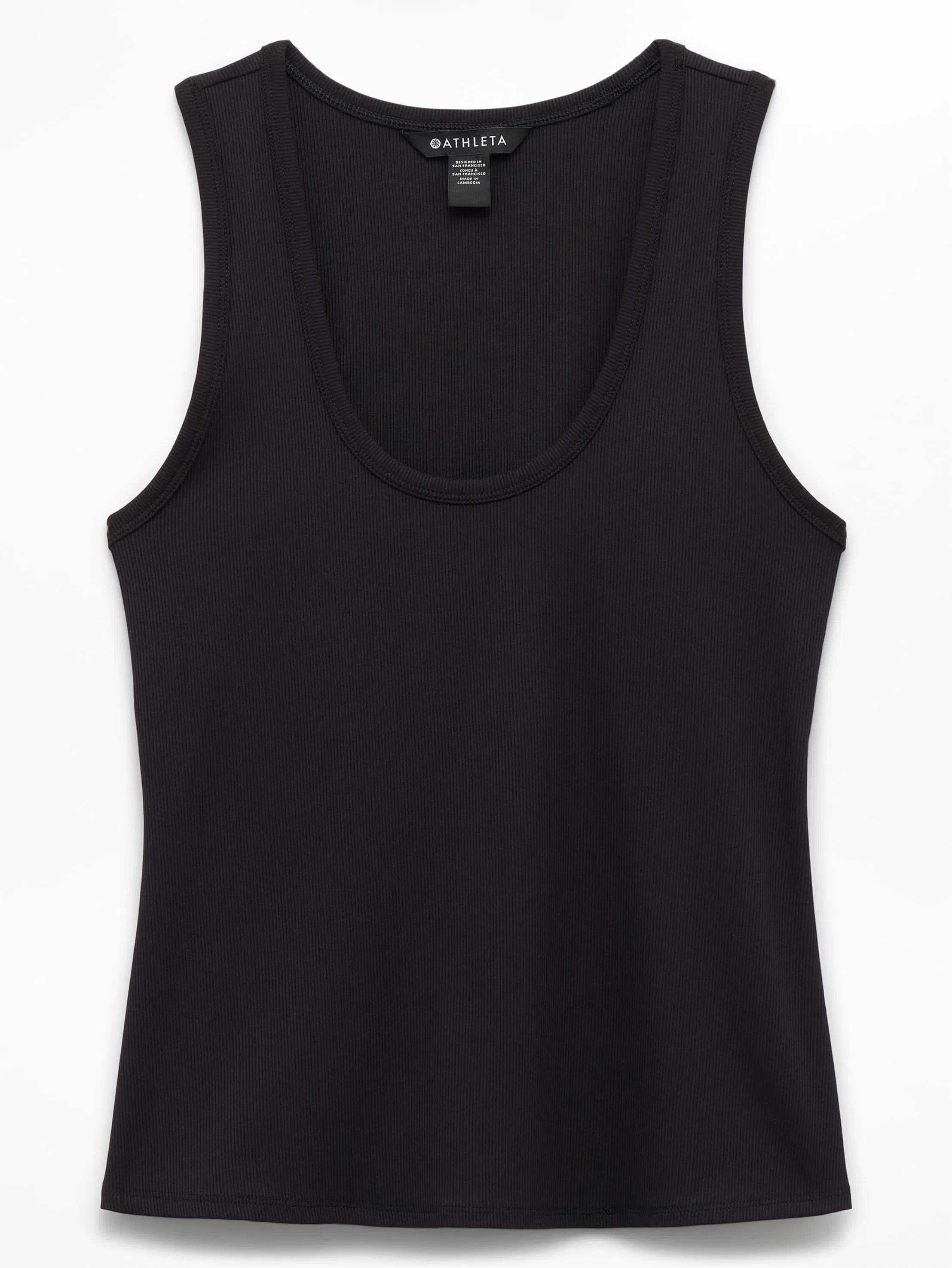 Athleta Signature Rib Scoop Tank - Black (Black)