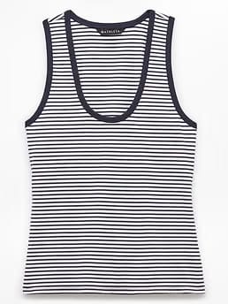 Athleta Signature Rib Scoop Tank - Blue (Martina Navy Stripe)