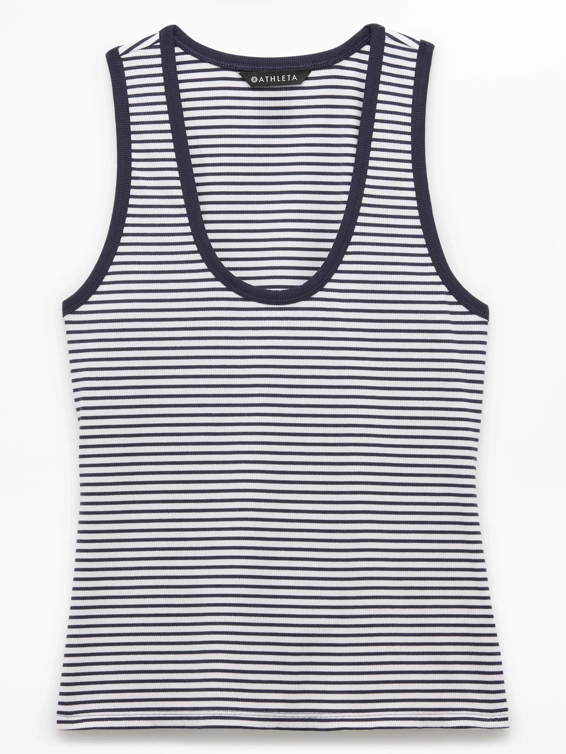 Athleta Signature Rib Scoop Tank - Blue (Martina Navy Stripe)